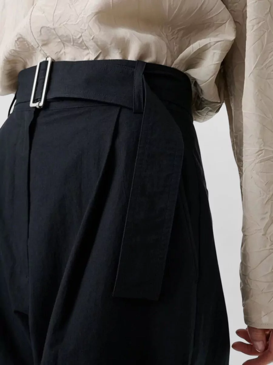 Studio Nicholson Belted Pleated Cropped Trousers