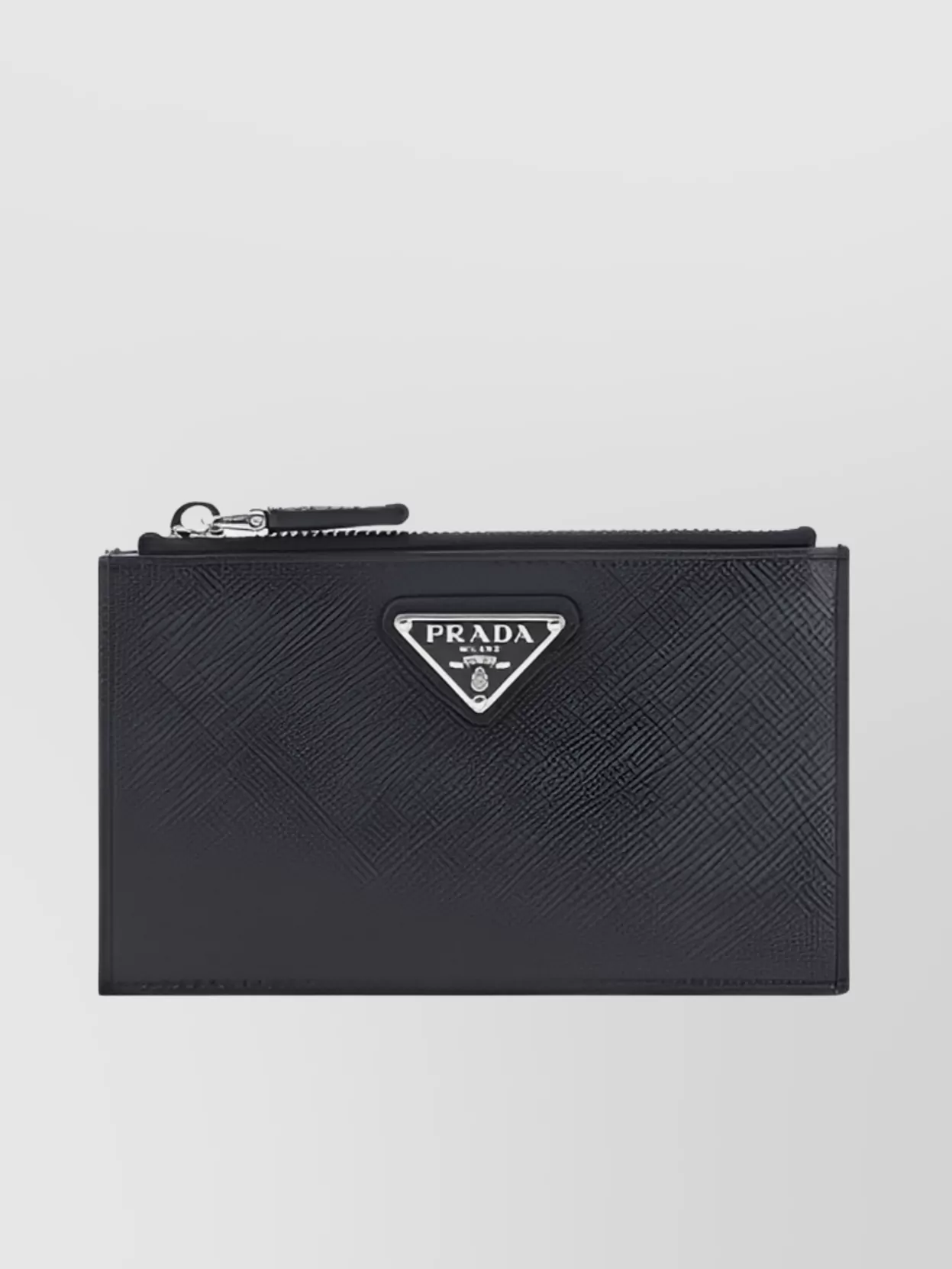 Prada Grained Leather Card Holder With Textured Finish