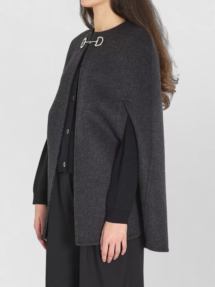 Gucci Long Cape Wool Silk Reversible Buckle