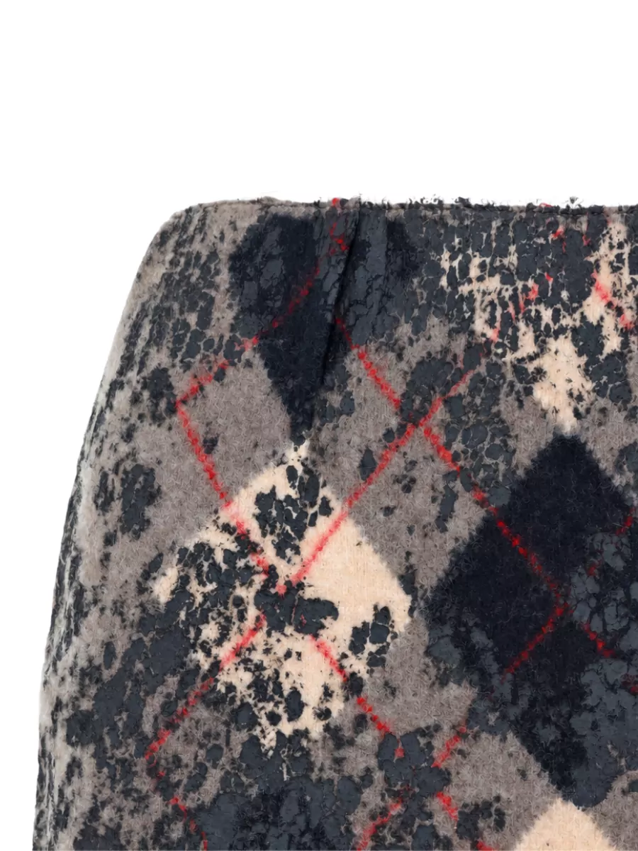 Maison Margiela Wool Argyle Knit Midi Skirt