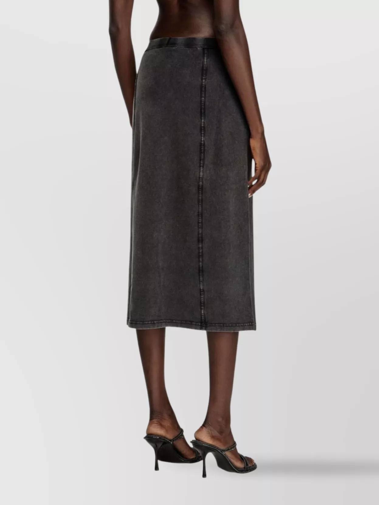 DIESEL HIGH WAIST MIDI SKIRT WITH CONTRAST STITCHING