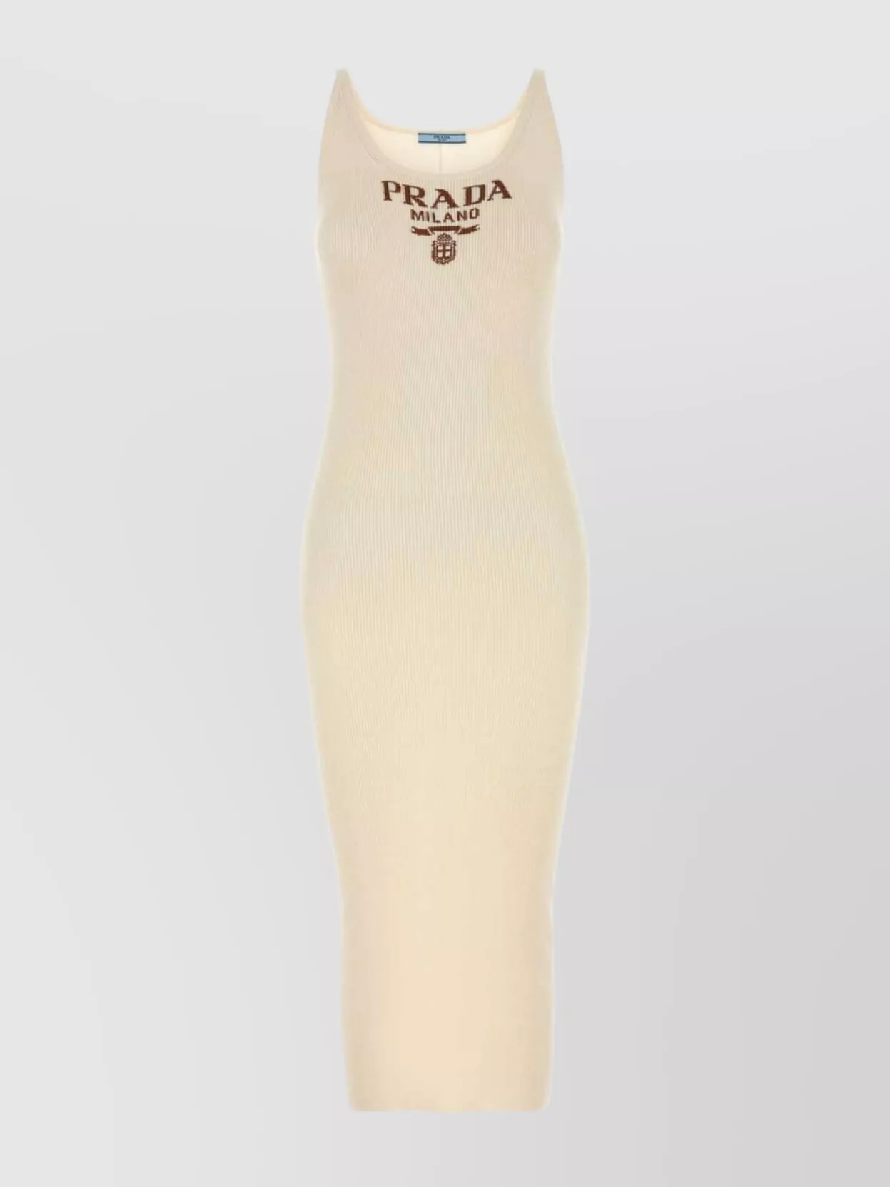 Prada Silk Ribbed Midi Dress In White