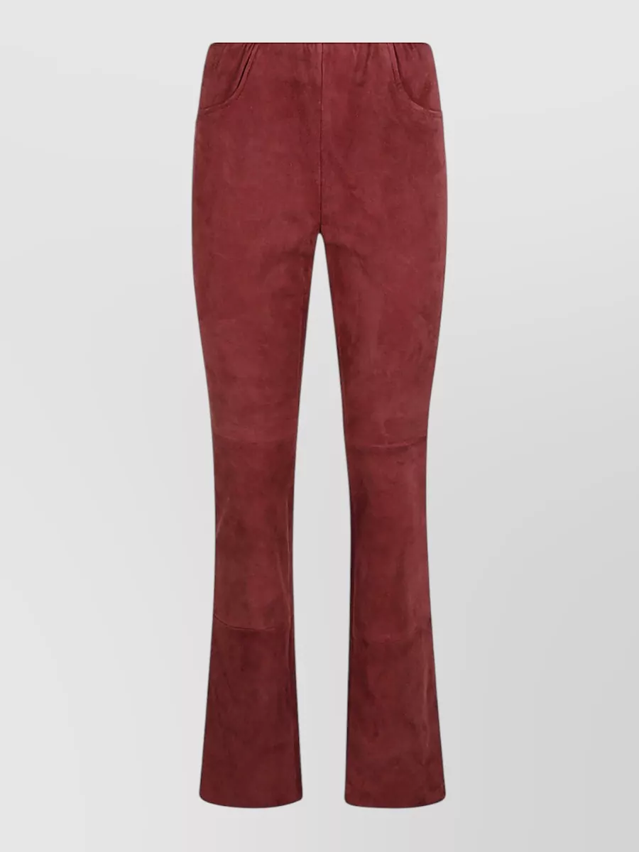 Via Masini 80 Leather High-Rise Flared Trousers