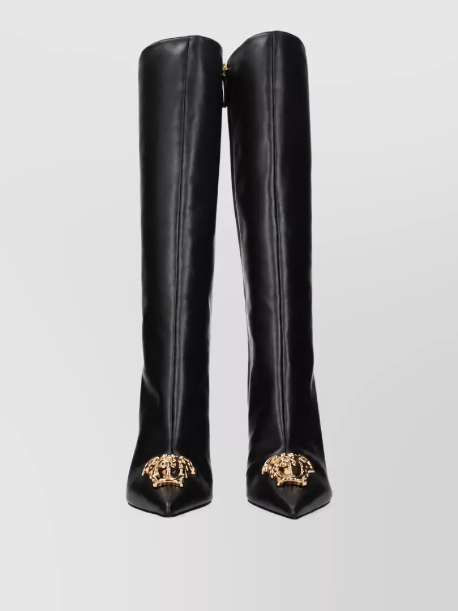 Versace leather high heel boots