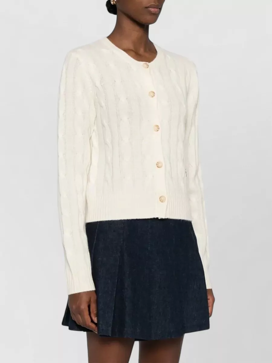 Sporty & Rich Cable-Knit Cashmere Cardigan