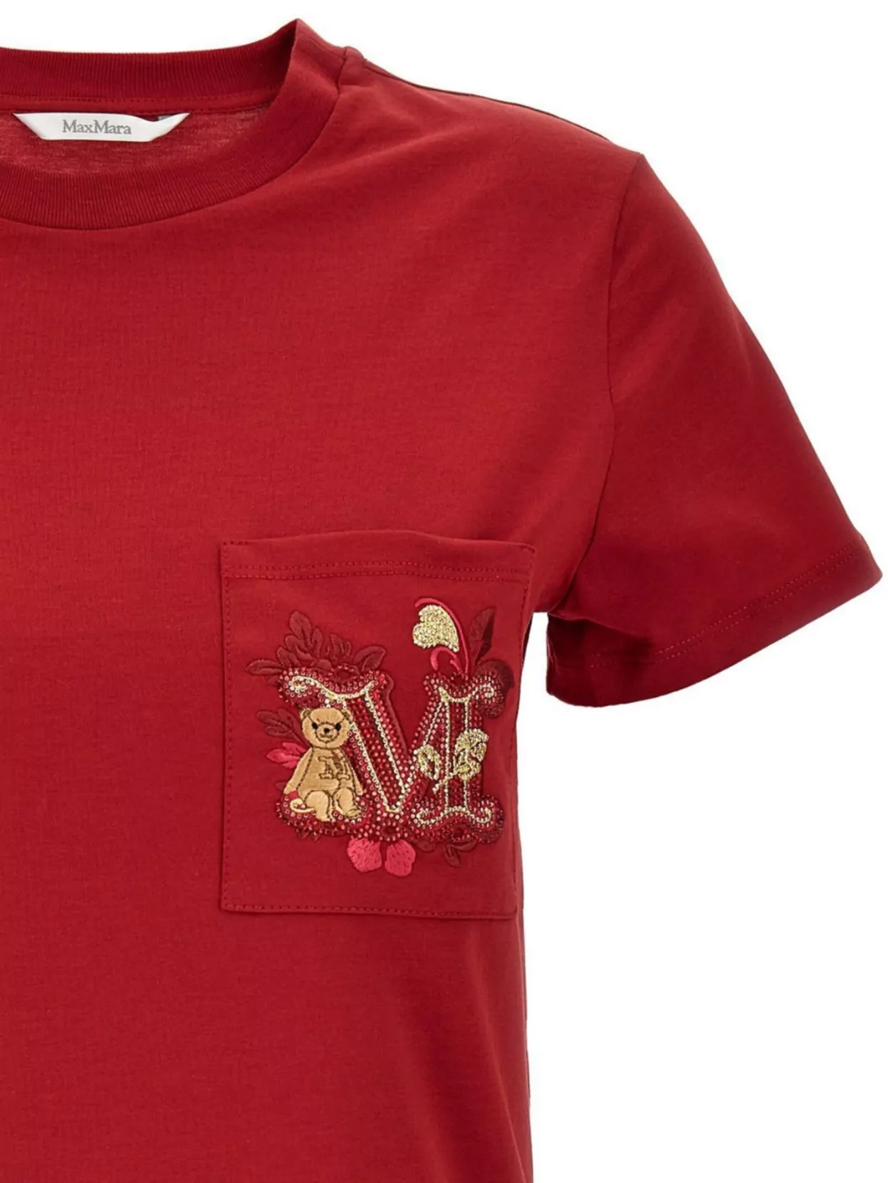 Max Mara Logo Embellished Crewneck T-shirt In Red