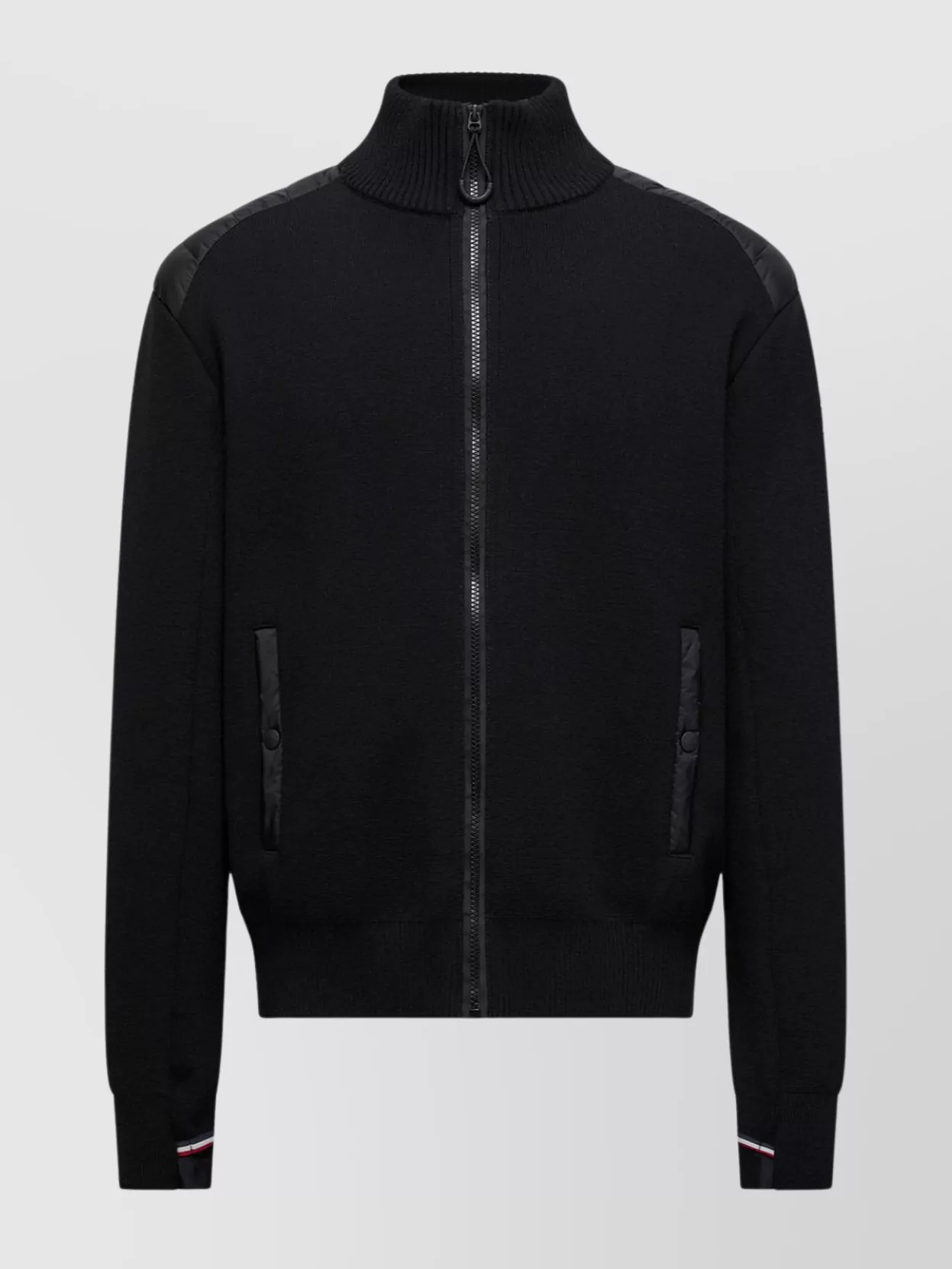 Moncler Padded Wool Zip-up Cardigan In Black