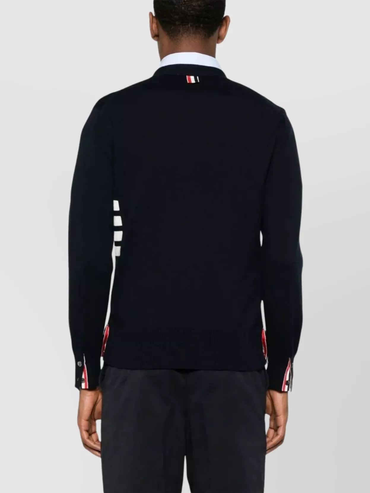 Thom Browne Cotton V-neck Cardigan With 4 Bar Stripe