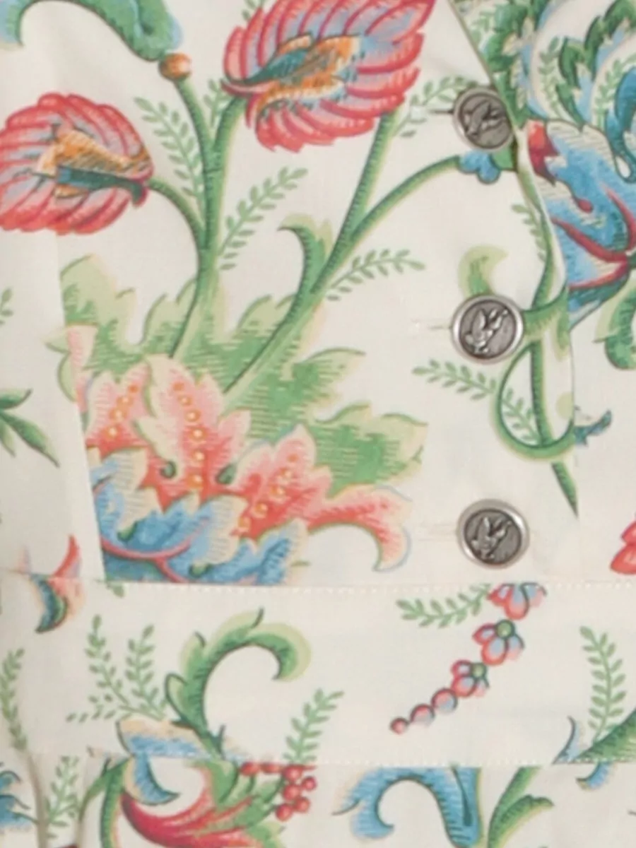 Etro Floral Belted Sleeveless Dress Button Detail