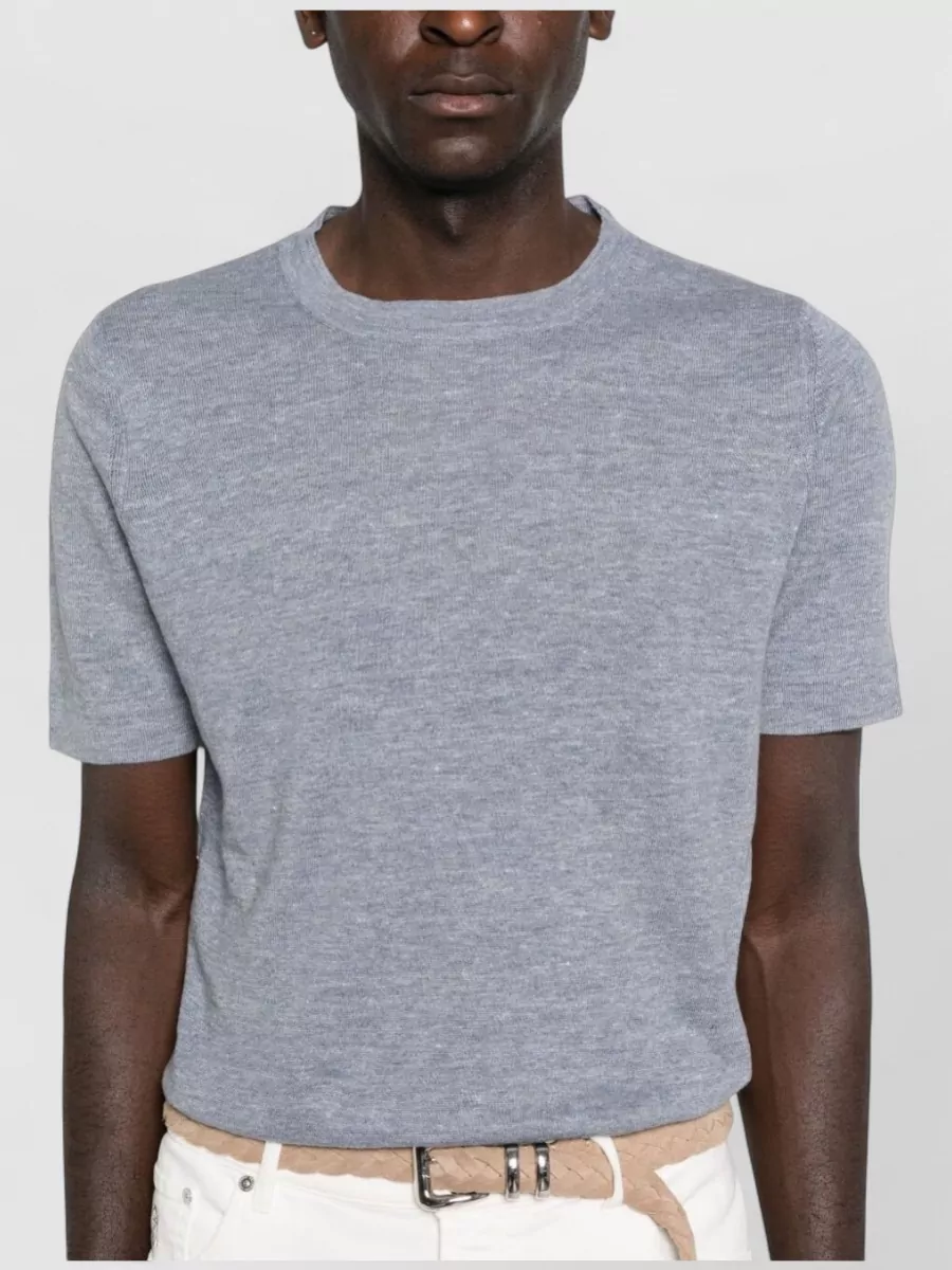 Brunello Cucinelli Linen Blend Sweater Round Neck Short Sleeves