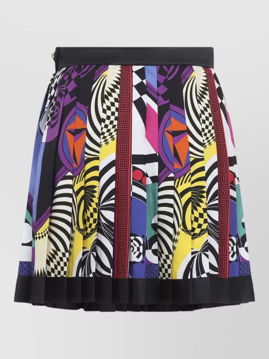 Versace Silk Printed Pleated Mini Skirt