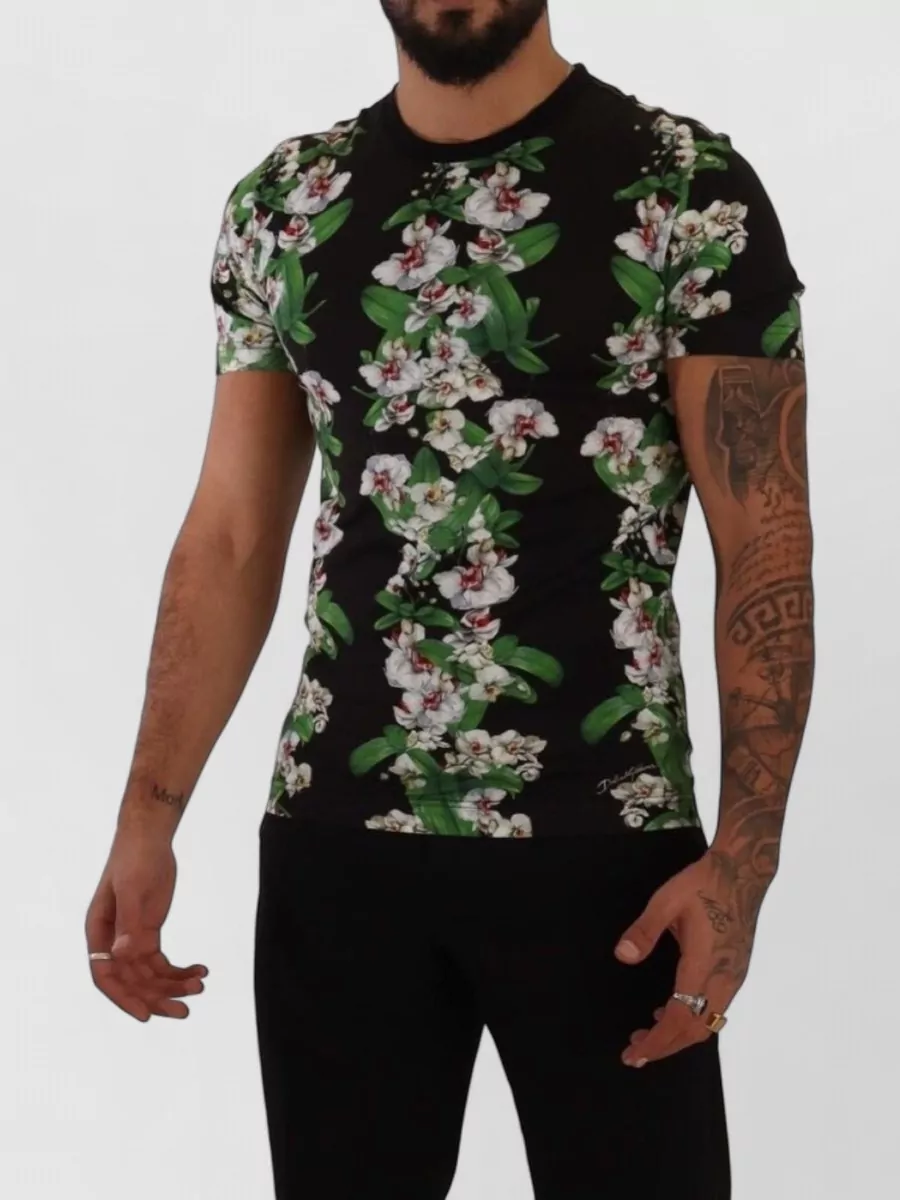 Dolce&Gabbana Floral Print Slim-Fit Crewneck T-Shirt