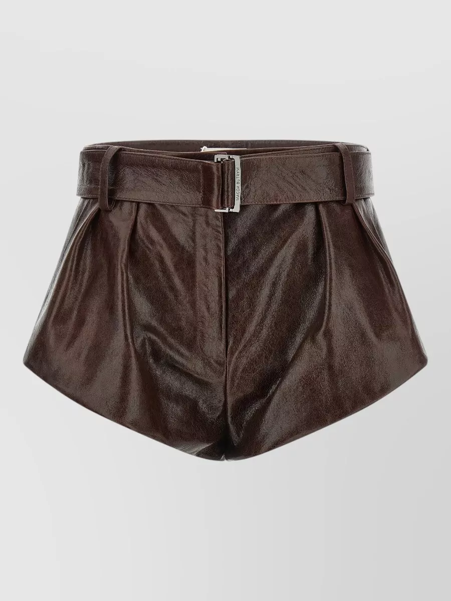 Magda Butrym Leather high-rise flared shorts