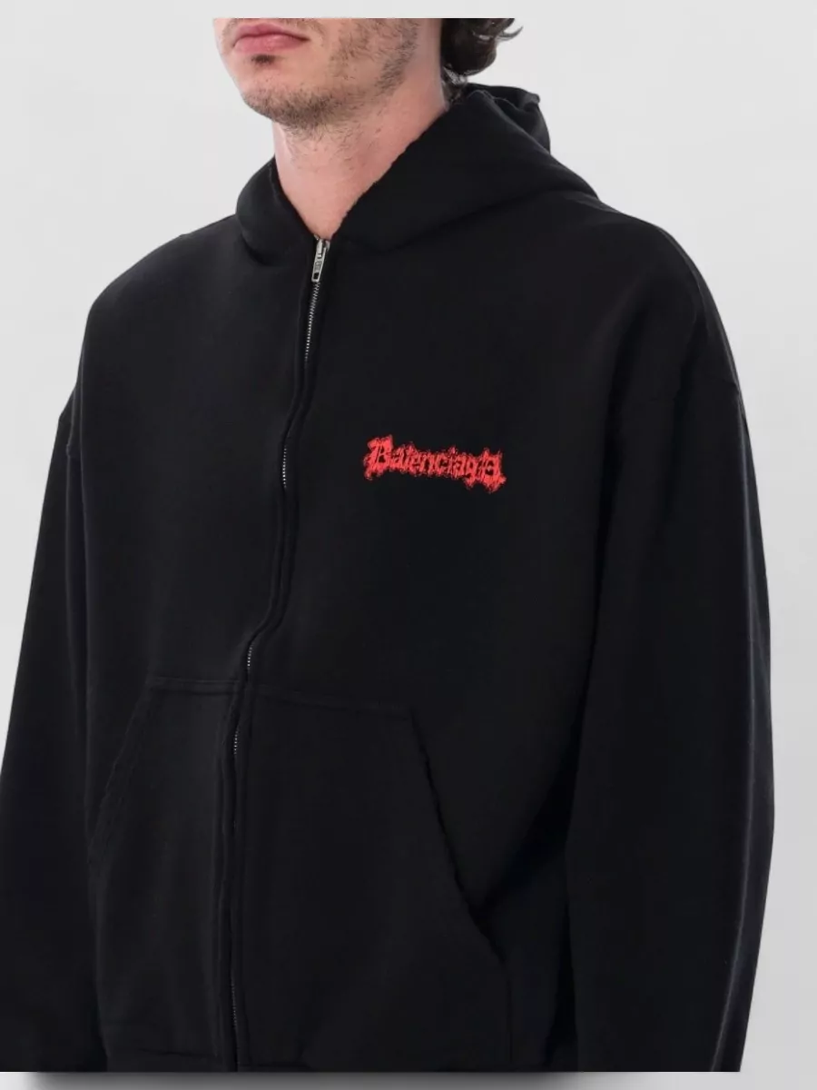 Balenciaga Cotton Printed Zip Up Hoodie