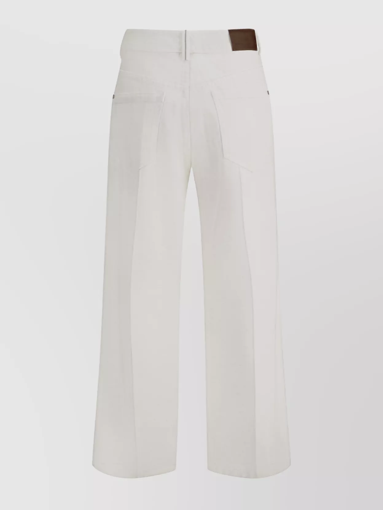 Brunello Cucinelli White Five-pocket Patns With Logo Patch On The Back In White