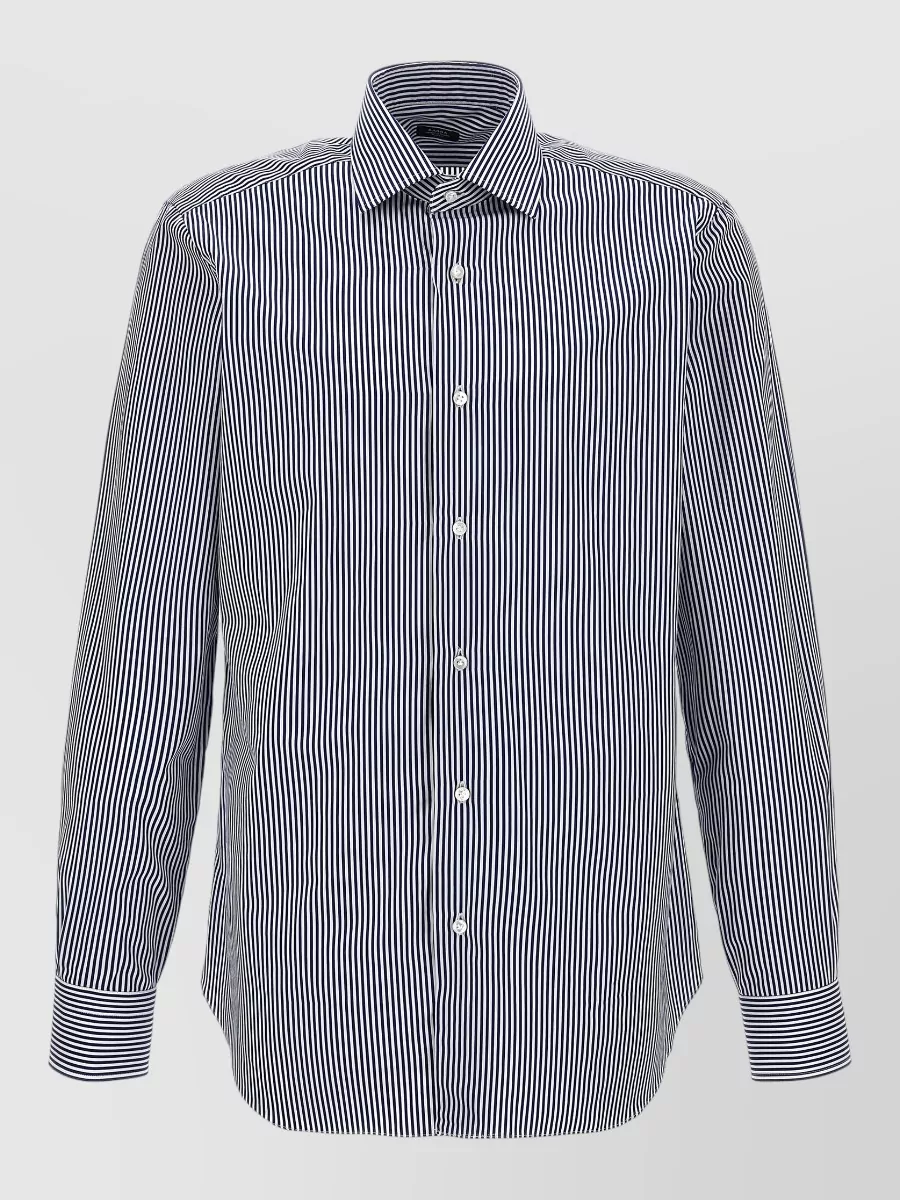 Barba striped cotton long-sleeve shirt