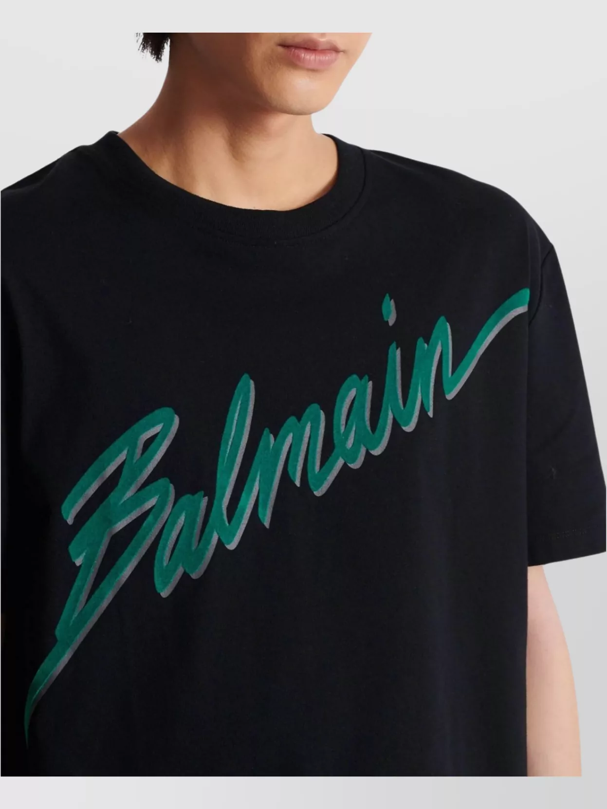 Balmain Crew Neck Flocked Letter T-Shirt