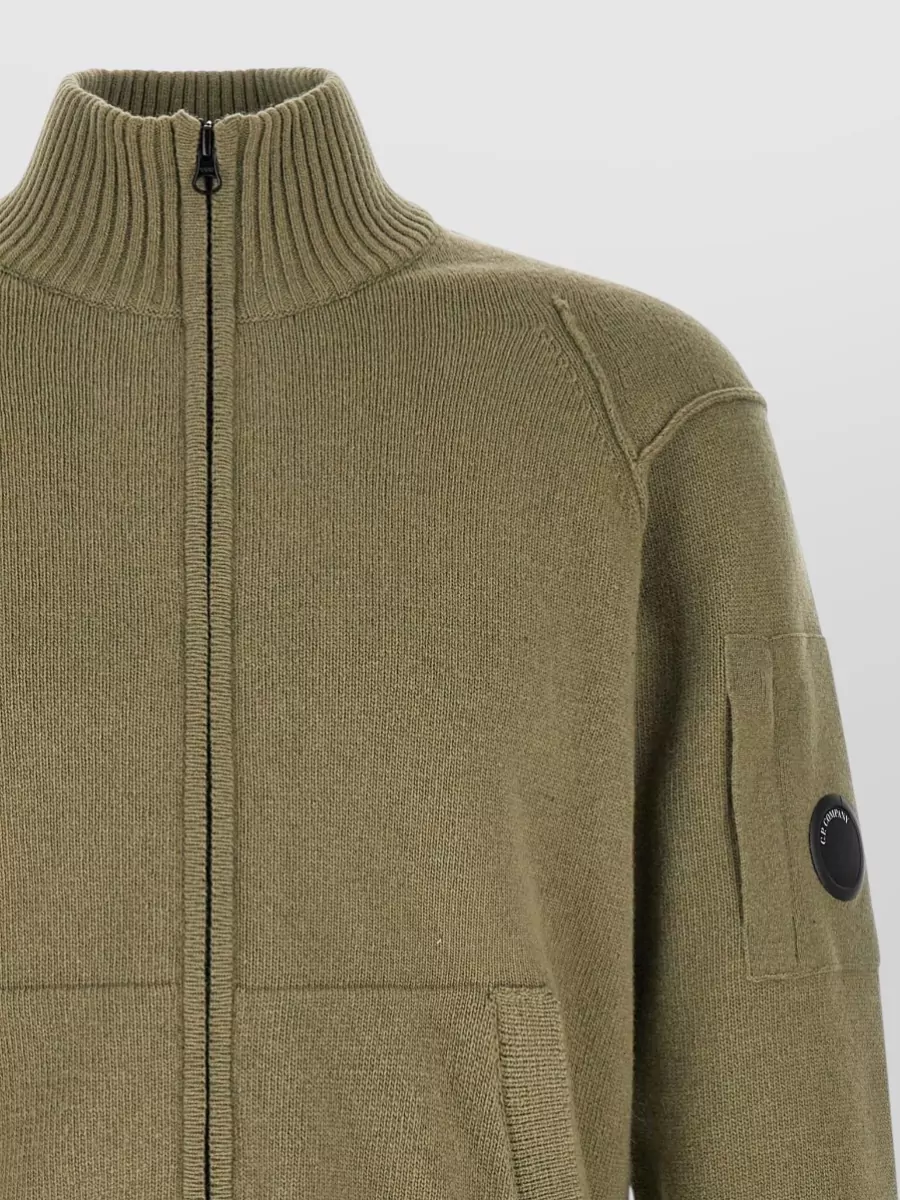 C.p. Company Wool Ribbed High-Neck Zip Cardigan