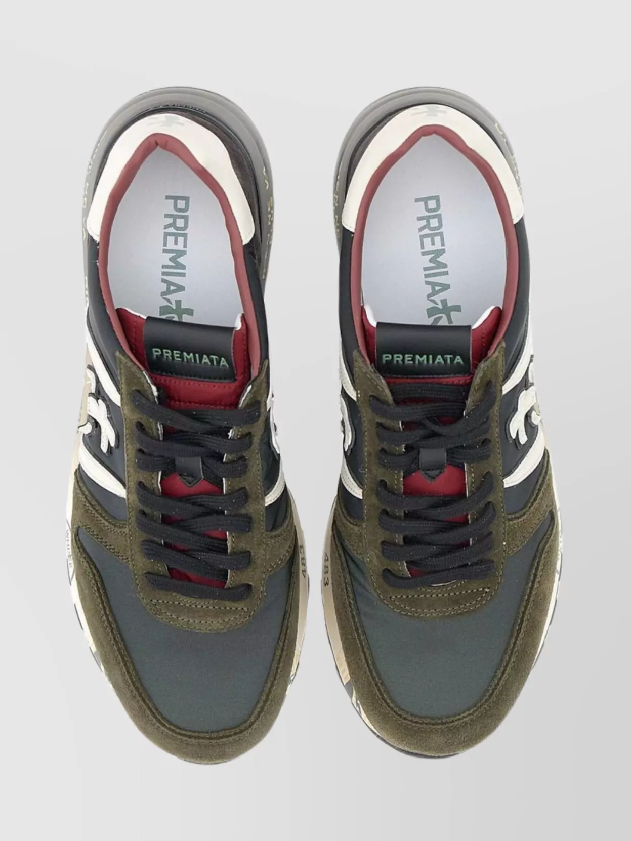 Premiata Leather And Nylon Sneakers With Rubber Sole