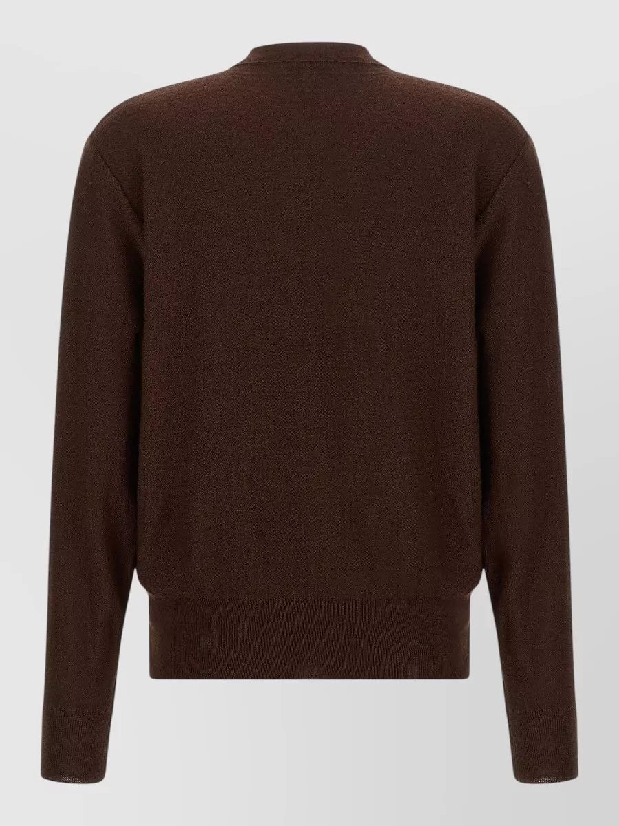 Lemaire Wool V-Neck Draped Ribbed Cardigan