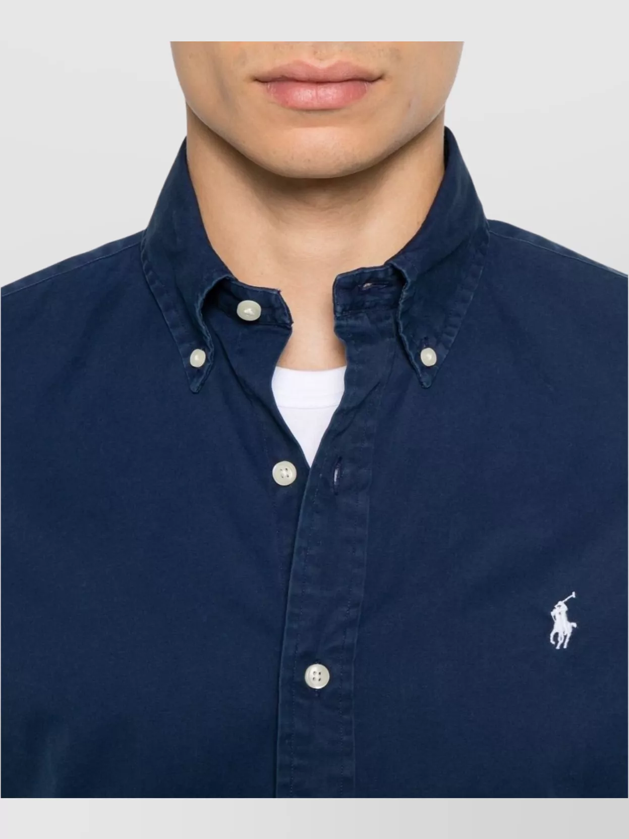 Ralph Lauren Logo Shirt With Button-Down Collar And Box-Pleat Detail