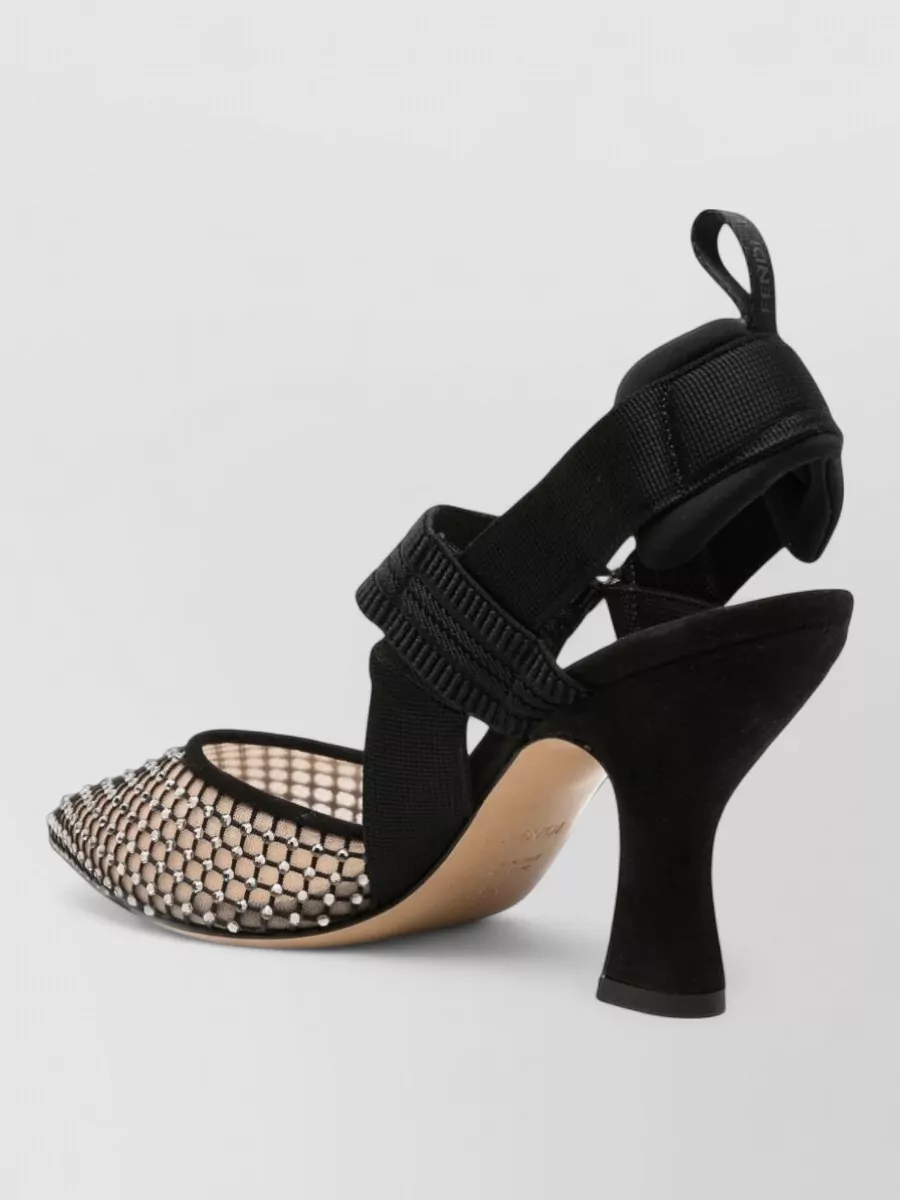 Fendi silk crystal-embellished slingback pumps