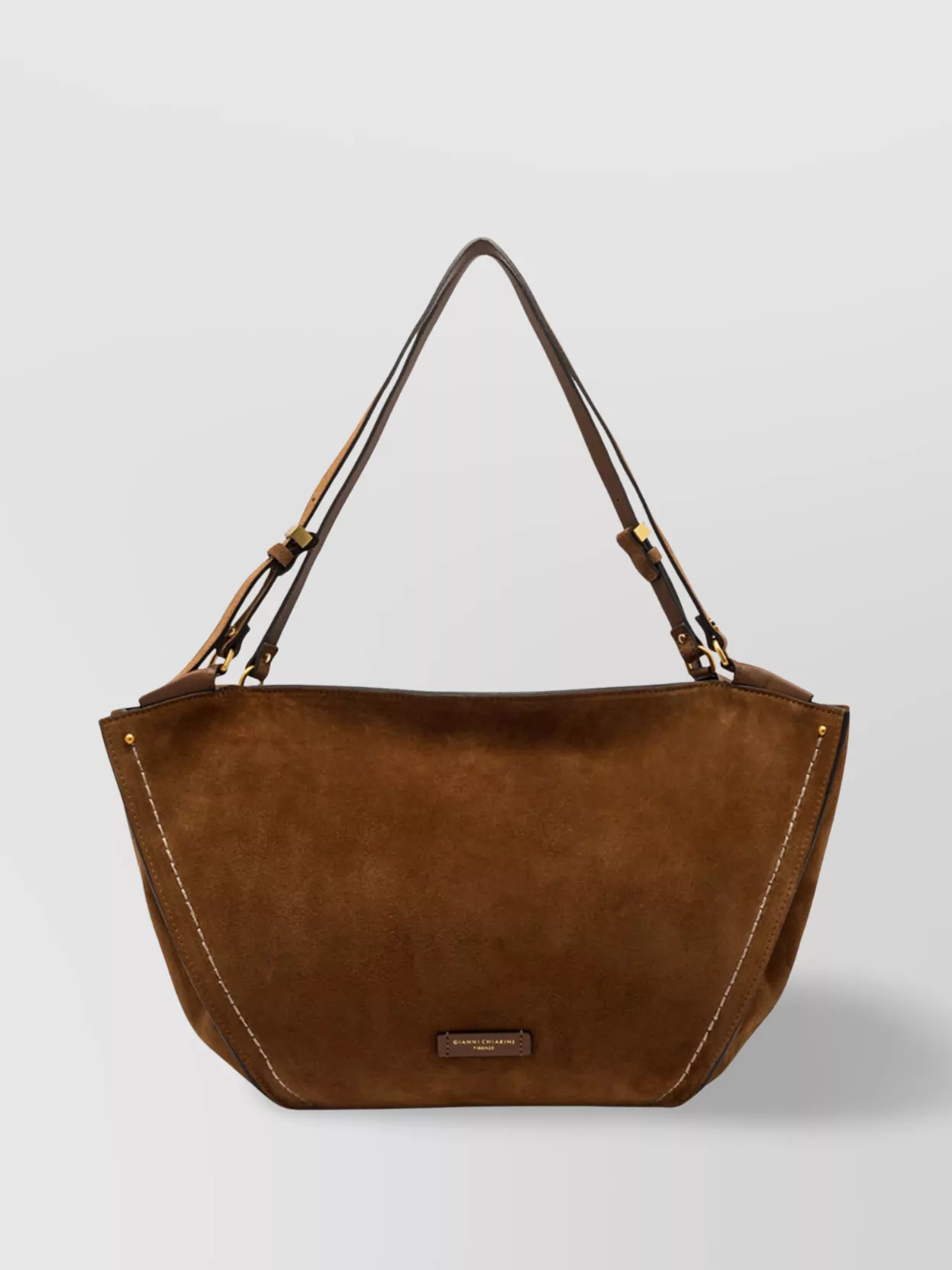 Gianni Chiarini Suede Shoulder Bag With Adjustable Strap And Contrast Stitching