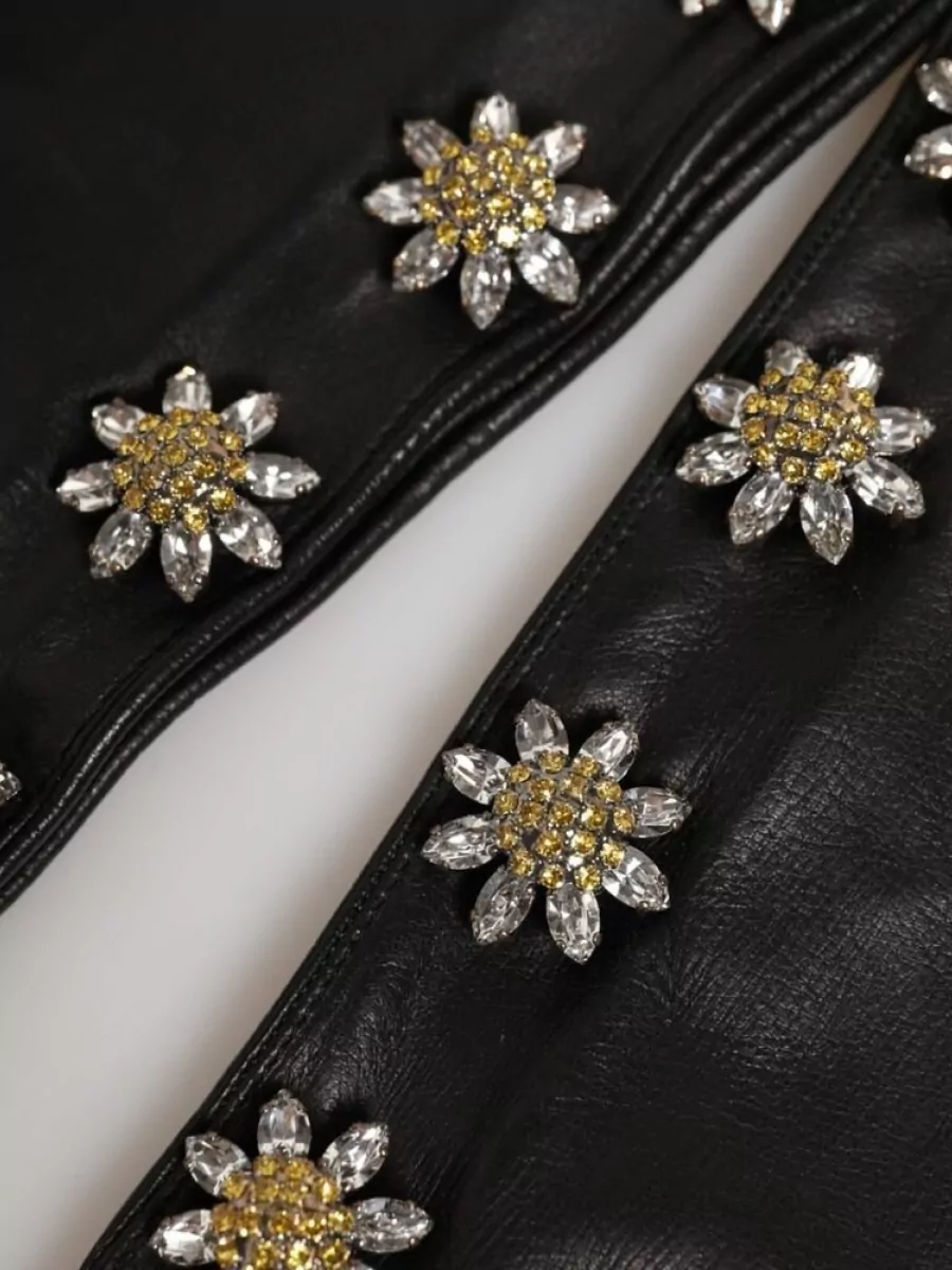 Dolce&Gabbana Leather Embellished Long Gloves
