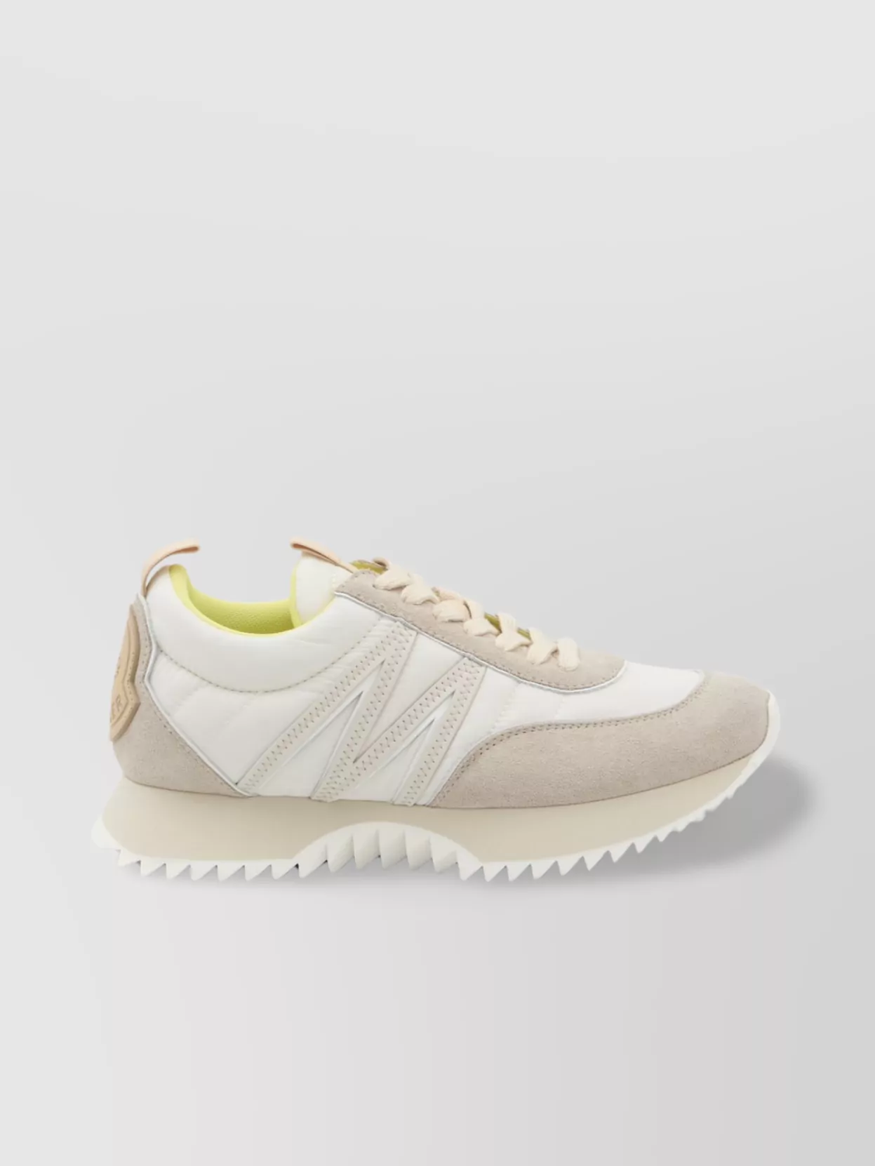Moncler Pacey Sneakers Leather M-shaped Detail In Neutral