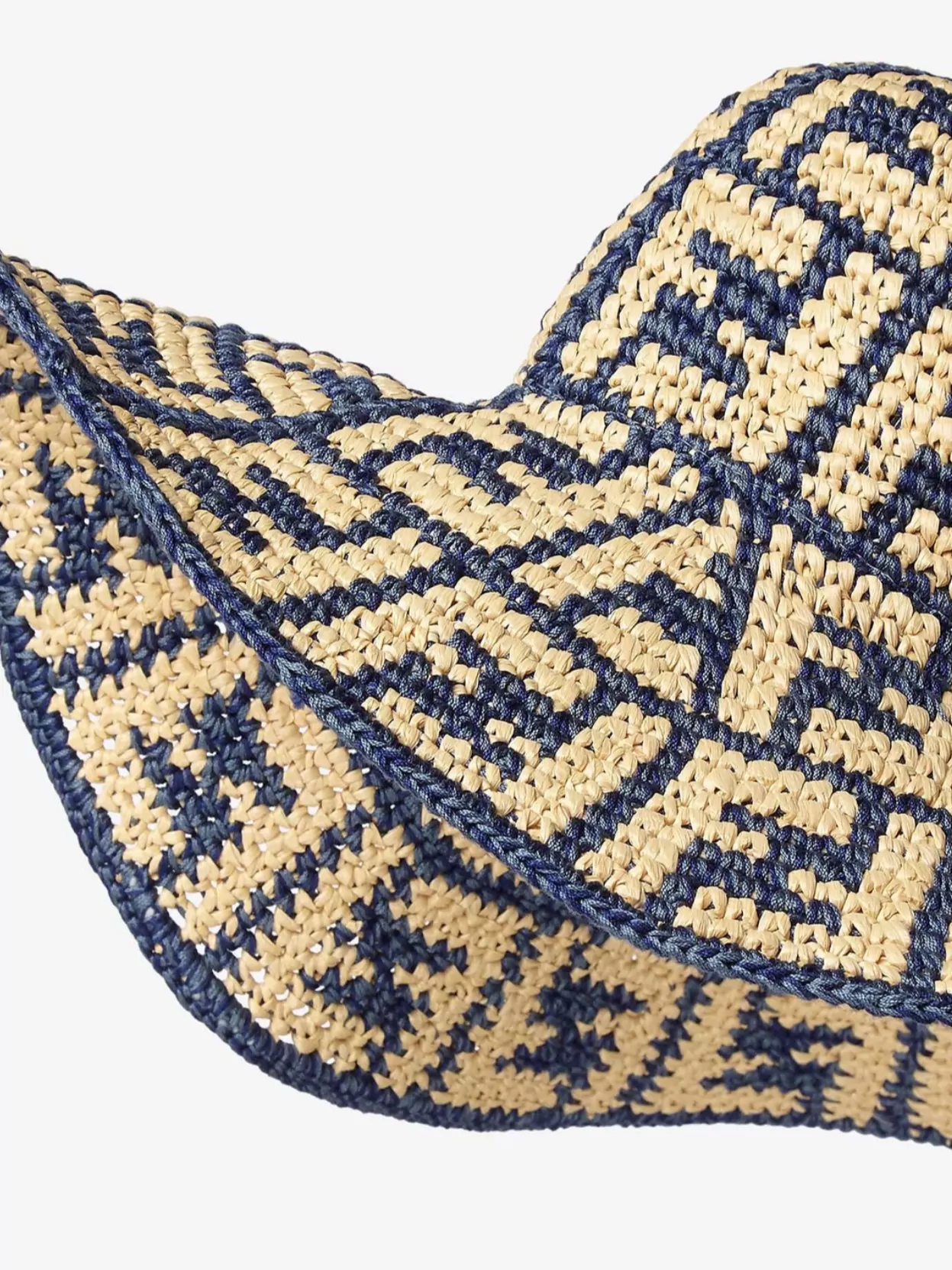 Fendi Wide Brim Hand-Woven Two-Tone Hat