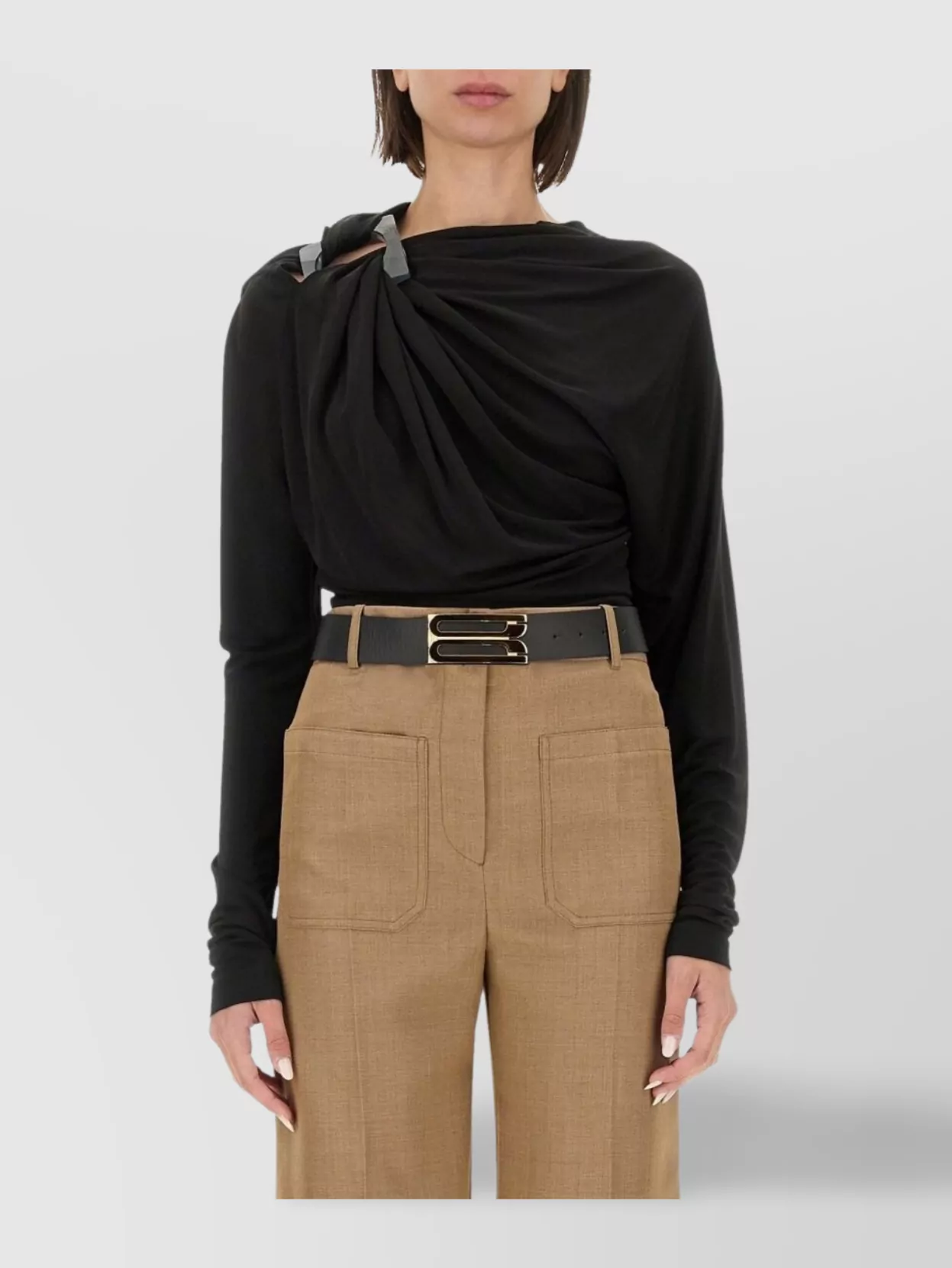 Shop Victoria Beckham Draped Top Asymmetric Detail