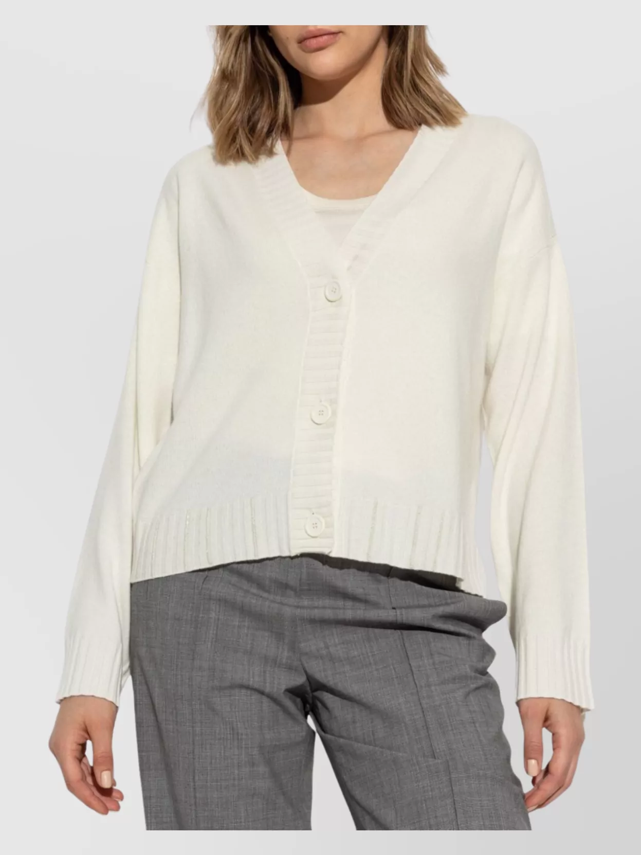Fabiana Filippi V Neck Long Sleeve Ribbed Top
