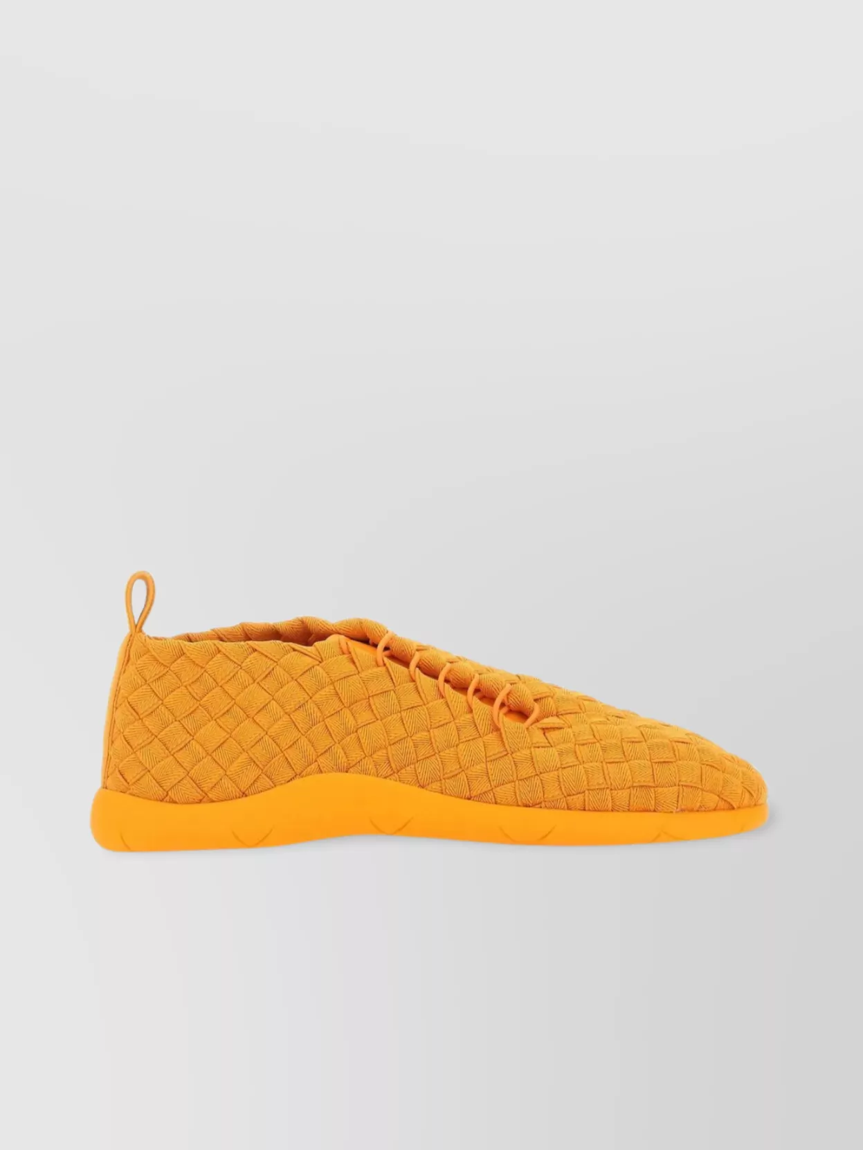 Shop Bottega Veneta Stretch Fabric Slip-on Sneakers With Woven Texture In Orange