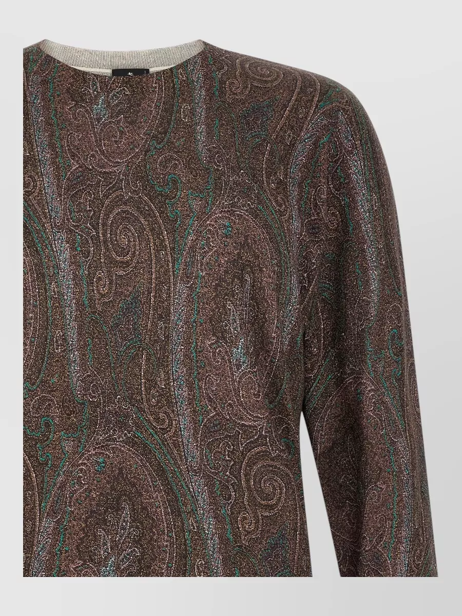Etro Silk Cashmere Paisley Crewneck Sweater