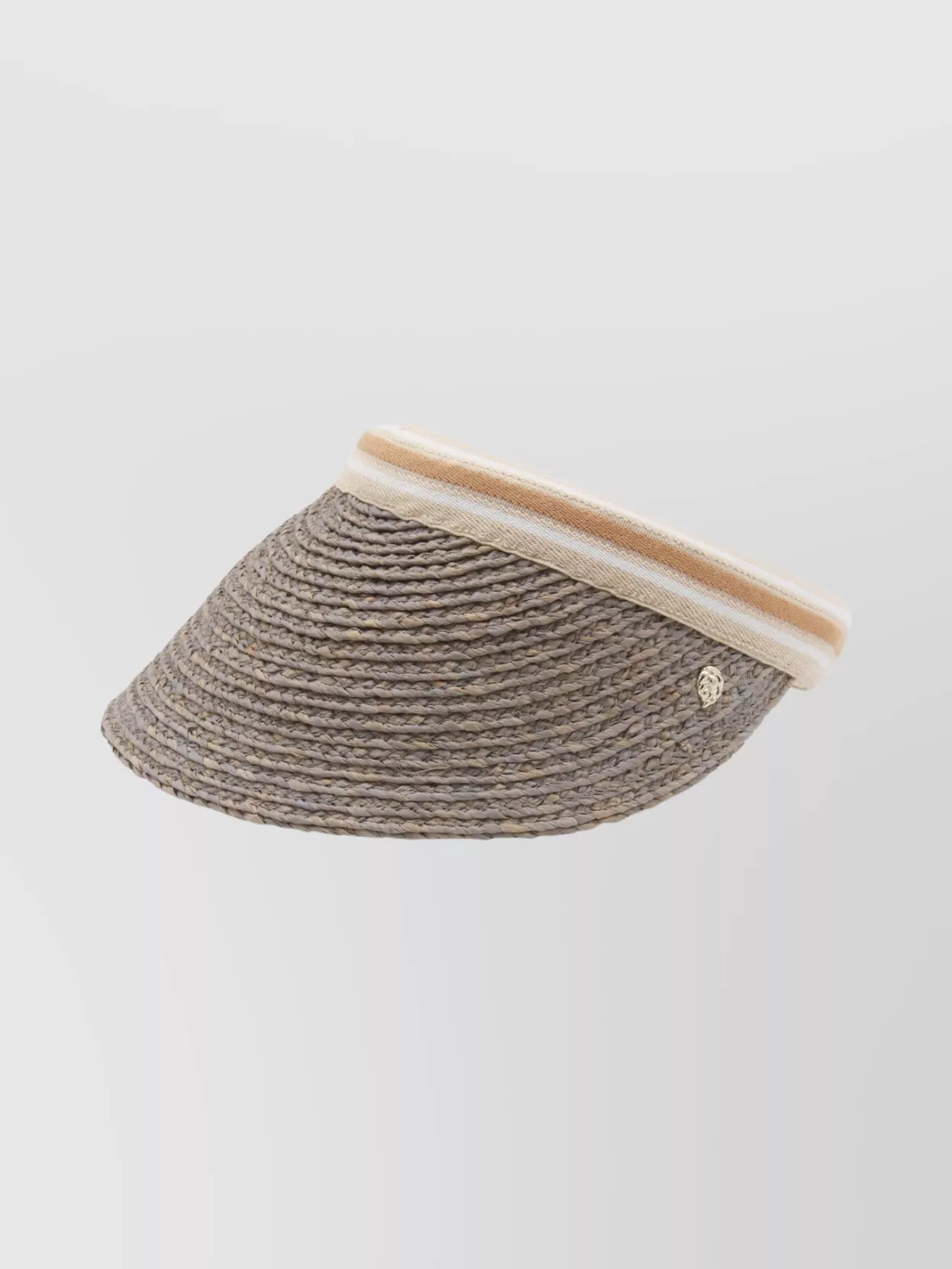 Helen Kaminski Striped Band Open Top Woven Hat In Gray