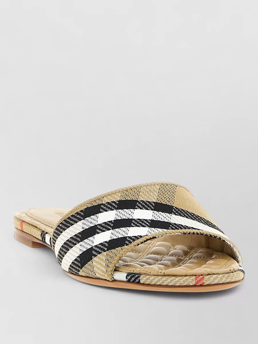 Burberry Sloane Slides Check Pattern Flat Sole Open Toe In Neutral