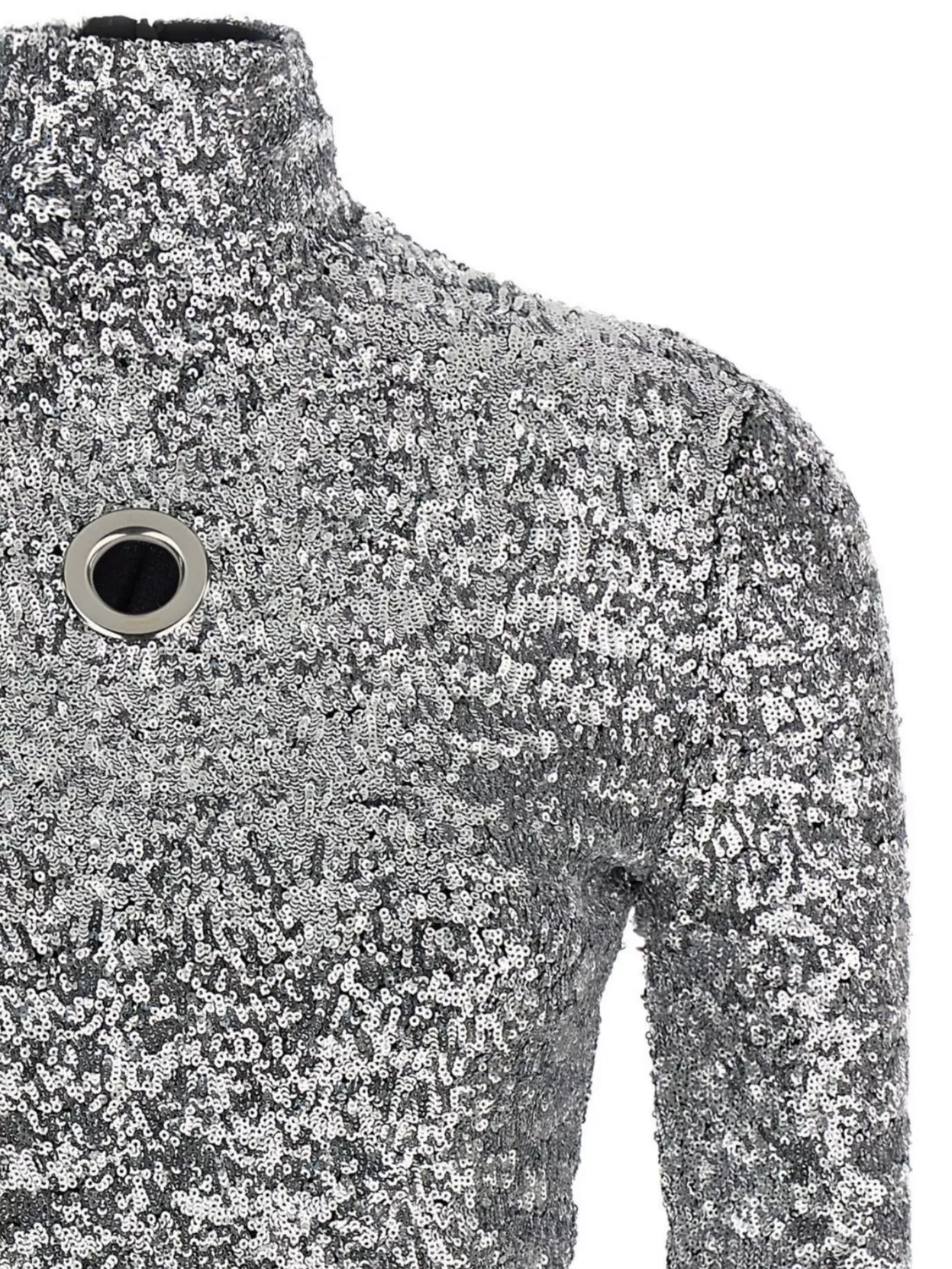 Paco Rabanne Metallic Sequin Embellished High Neck Sweater