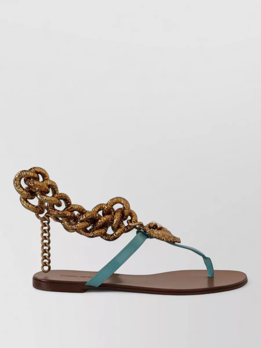 Dolce&Gabbana Leather Flat Sandals