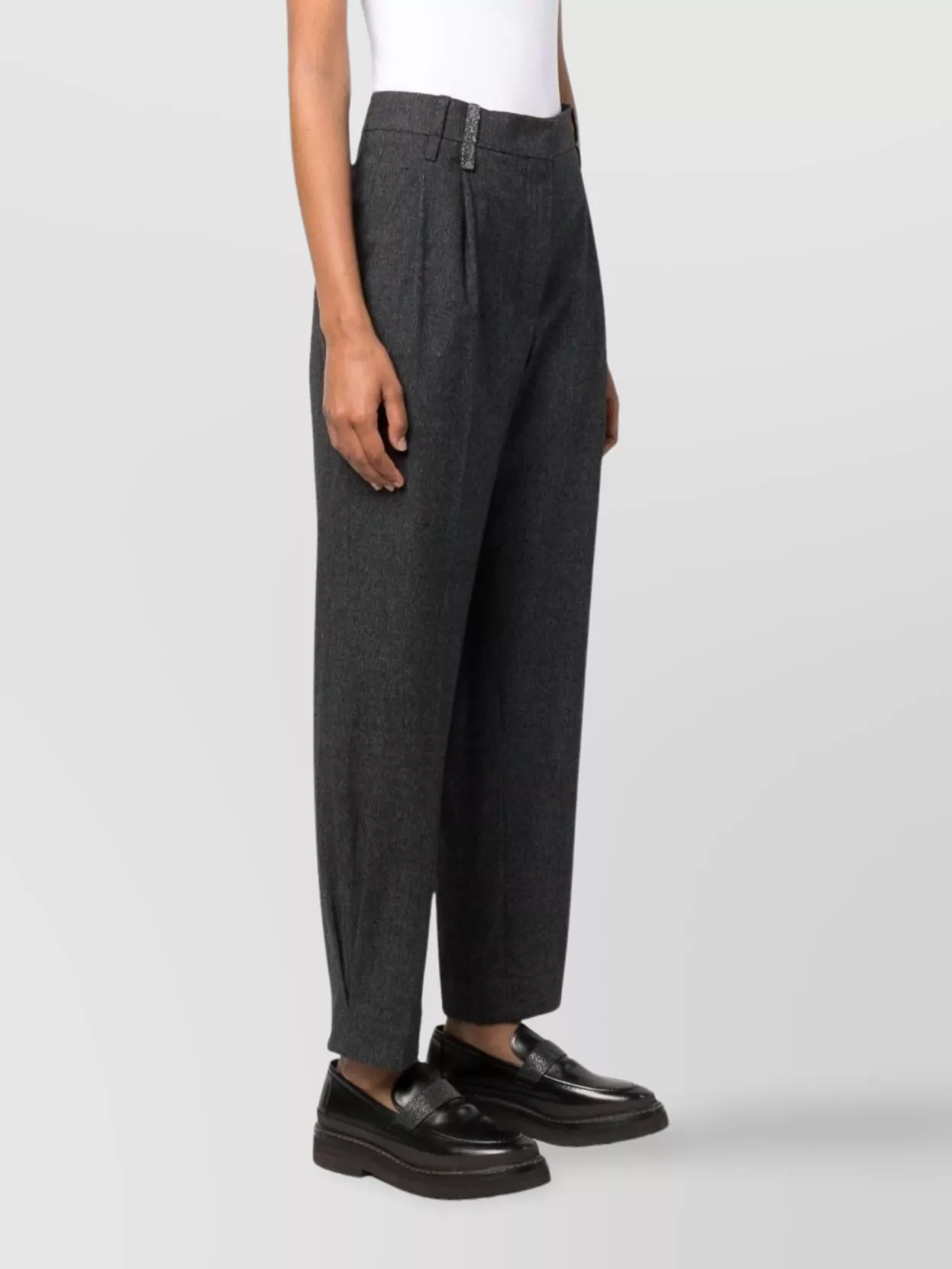 Brunello Cucinelli Tailored Trousers With Belt Loops And Pleated Front In Gray