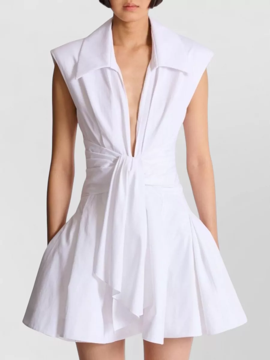 Balmain Sleeveless Tie-Front A-Line Mini Dress