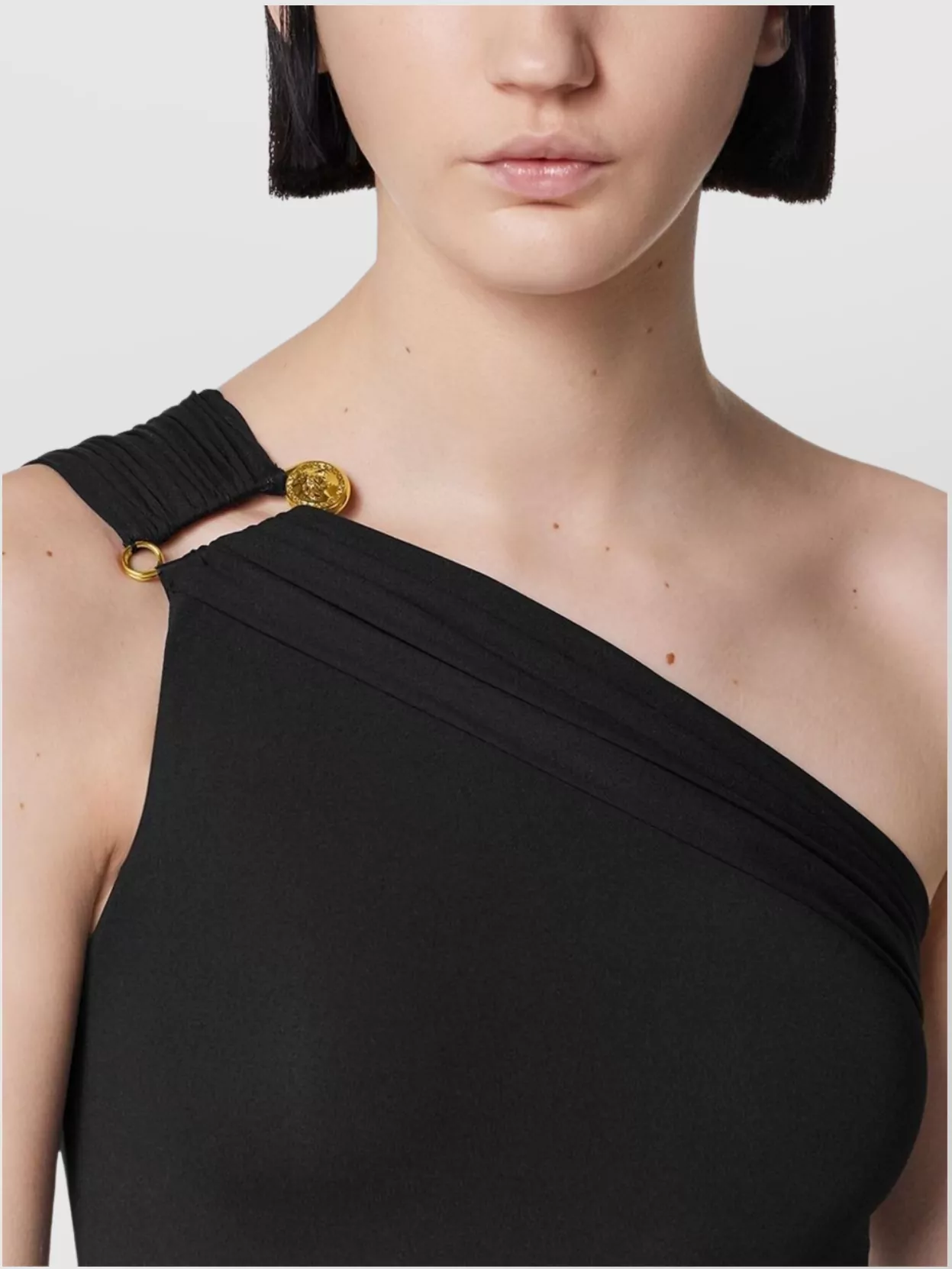 Versace One-Shoulder Swimsuit Gold-Tone Hardware