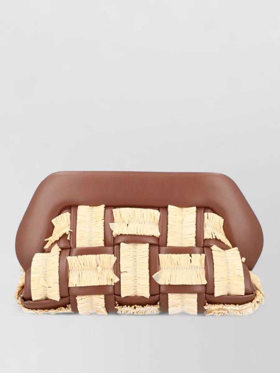 Themoiré bios raffia clutch bag