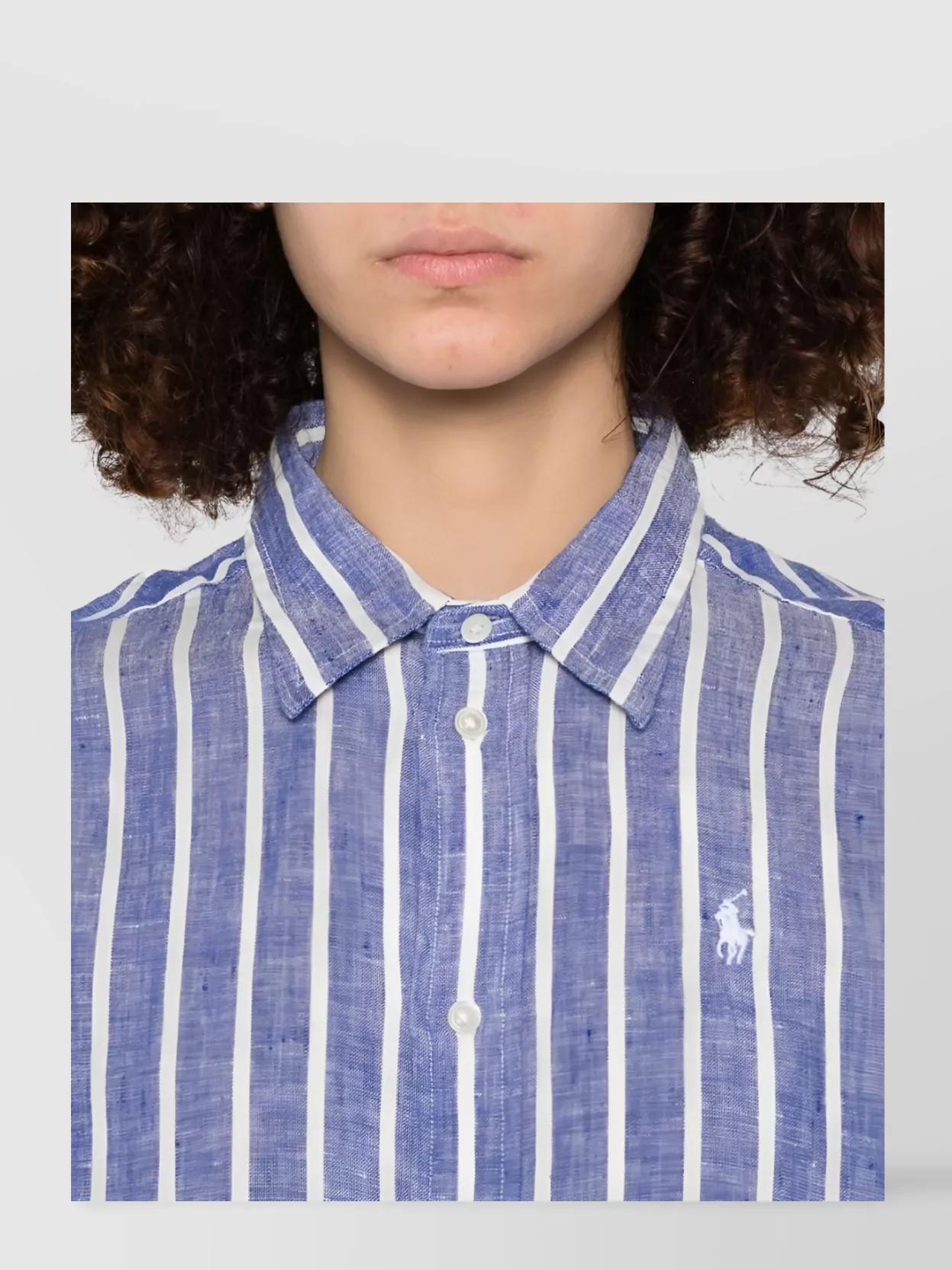 Ralph Lauren Striped Long Sleeve Cotton Shirt With Curved Hem