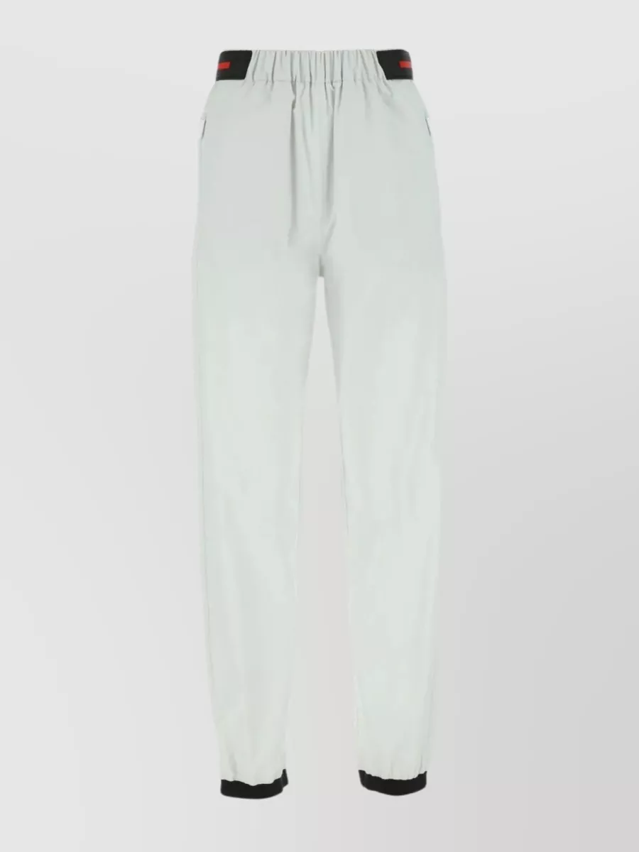 Shop Prada Elastic Waistband Nylon Tech Pant In Grey