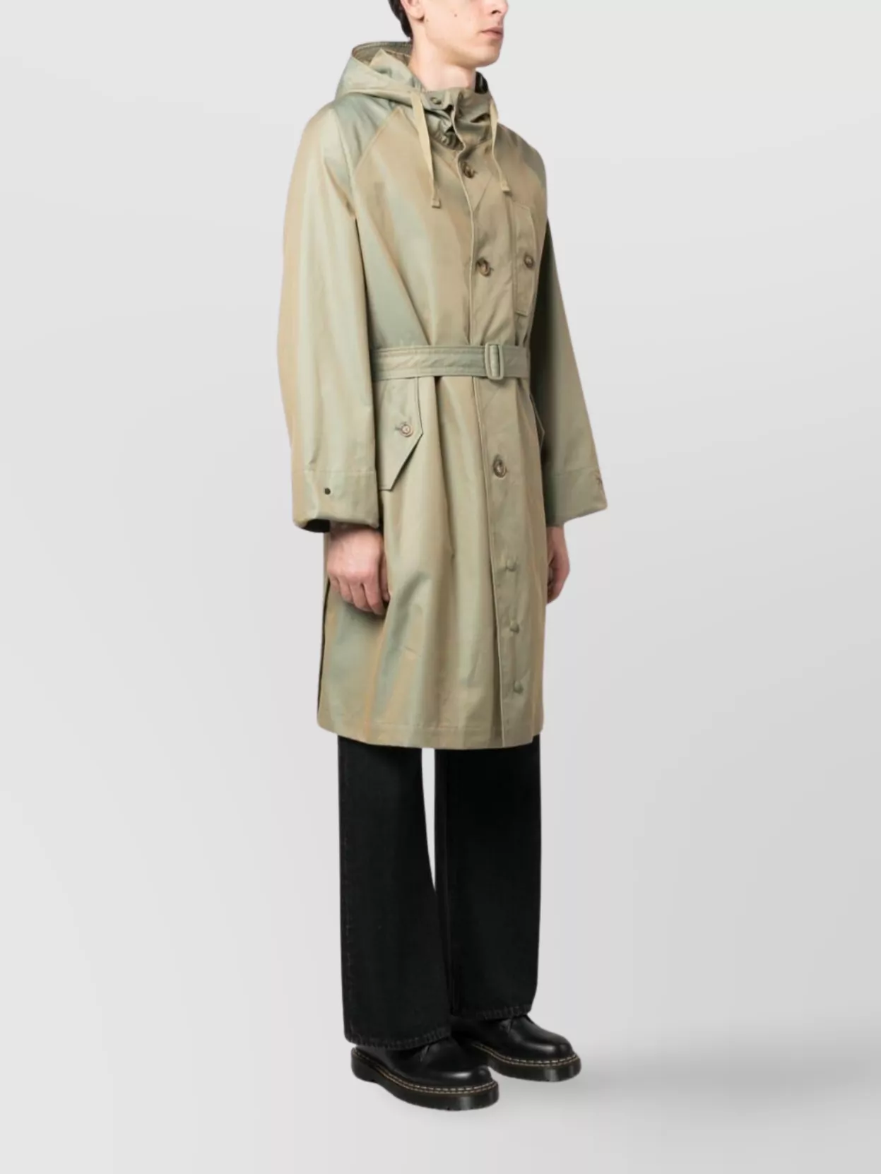 Baracuta Waist Belt Hooded Parka With Side Pockets