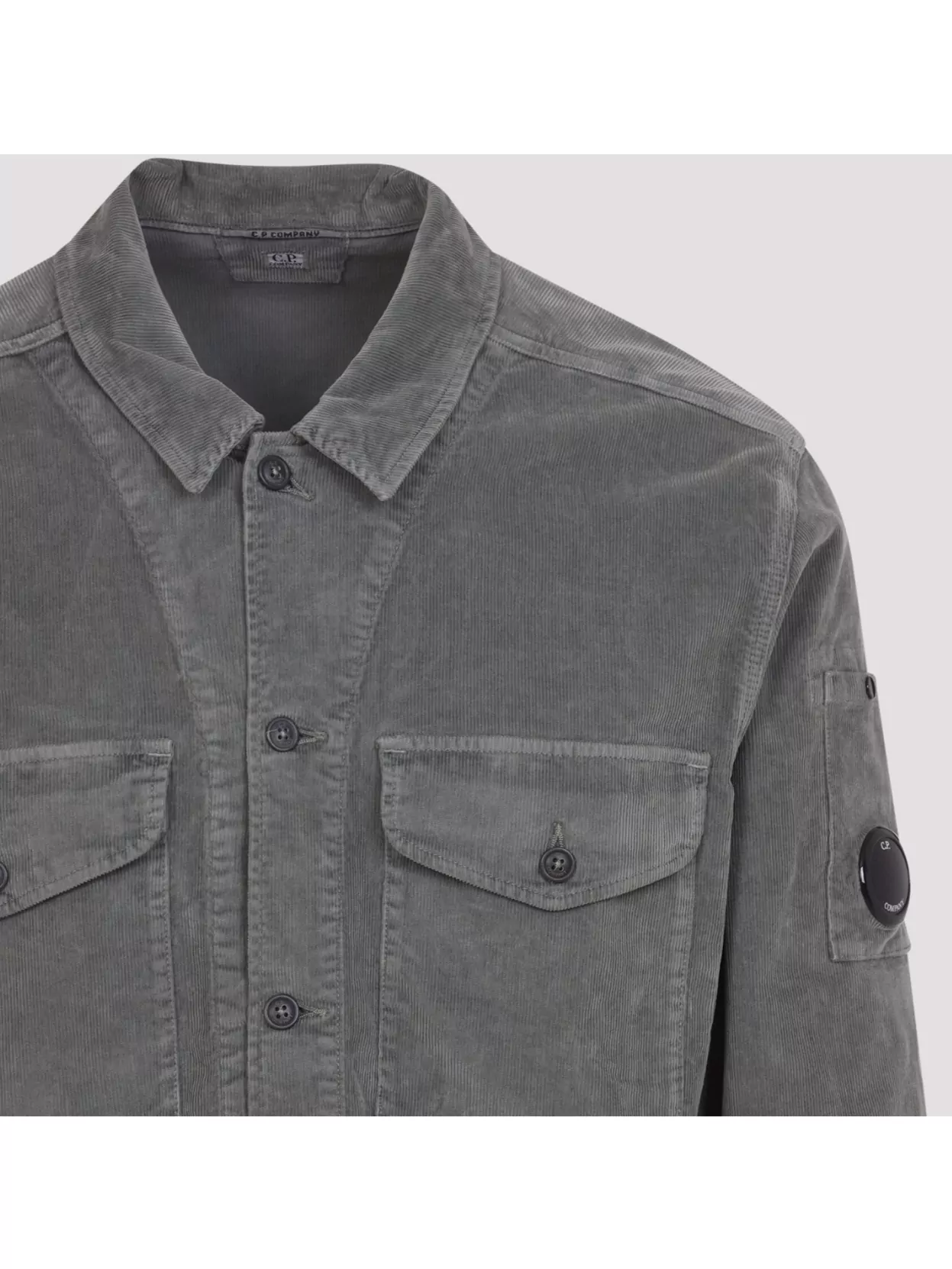C.p. Company Corduroy Overshirt With Long Sleeves And Pockets In Gray