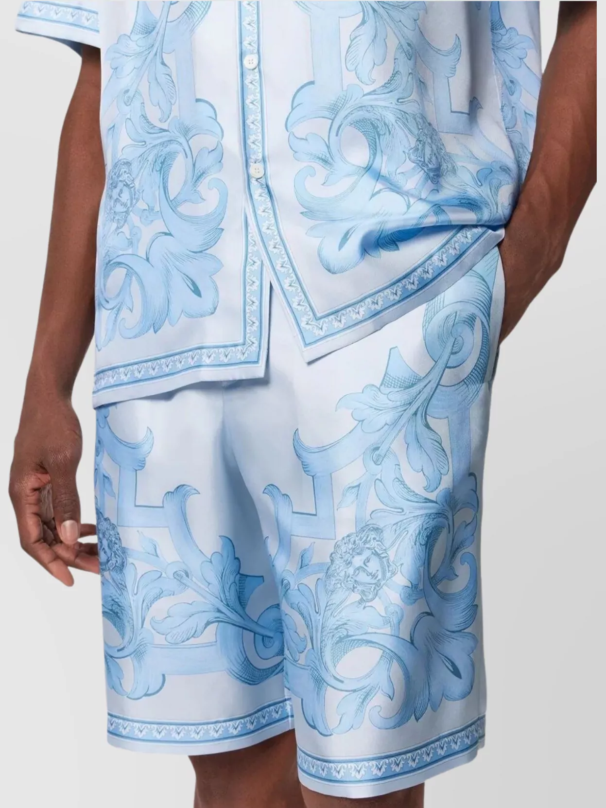 Versace Baroque Print Silk Twill Shorts