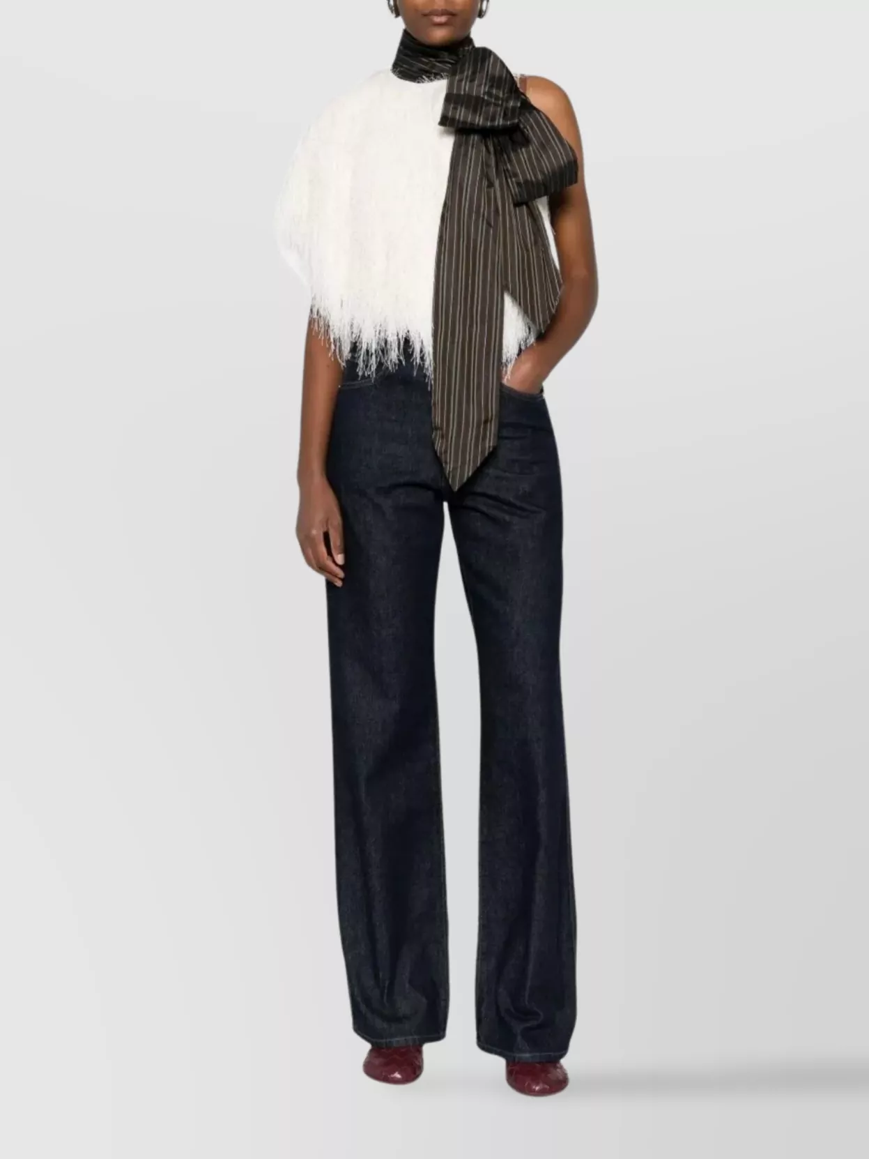 Dries Van Noten Asymmetric Sleeveless Top Fringe Detail