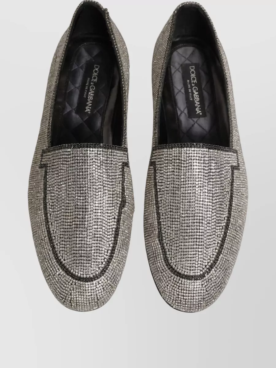 Dolce&Gabbana Leather Crystal Embellished Slippers