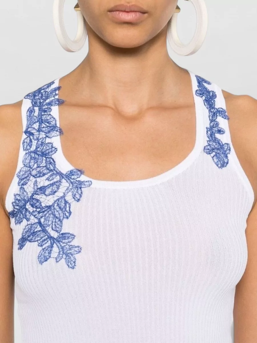 Ermanno Firenze Ribbed Scoop Neck Sleeveless Tank Top